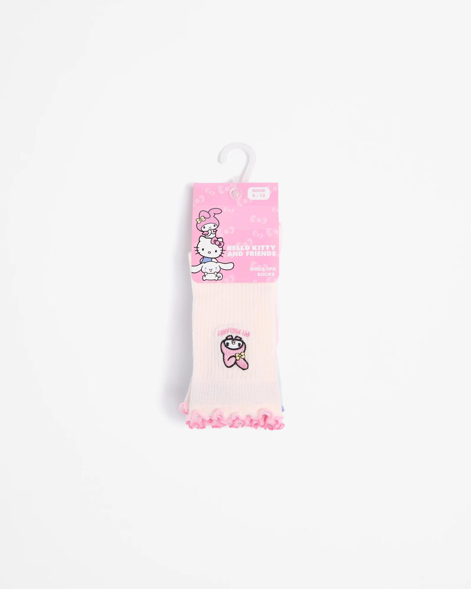 3 Hello Kitty Girls Crew Socks 3 Pack MULTI, 3 of 3