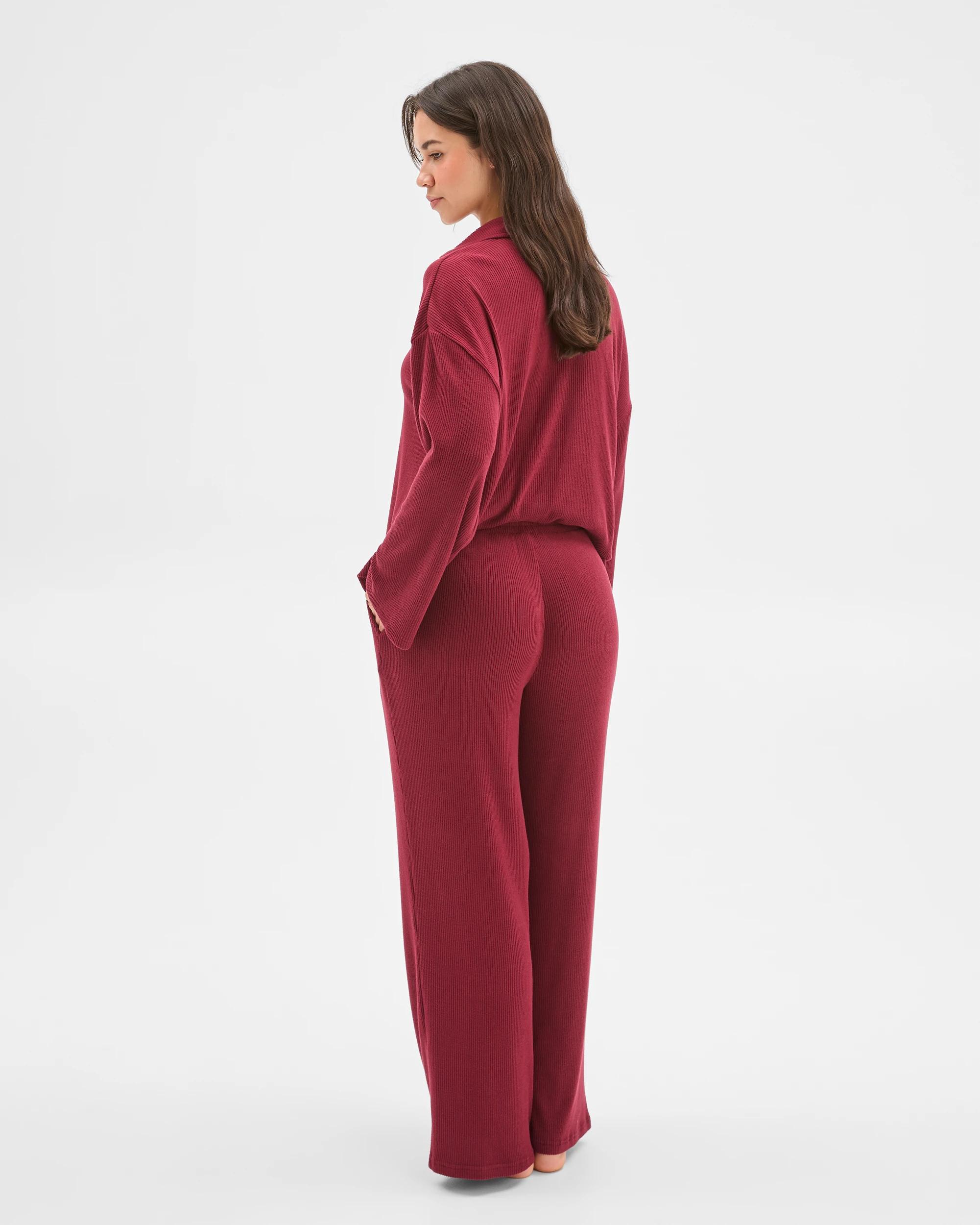 6 Target Woman Cosy Rib Wide Leg Pants BURGUNDY, 6 of 6