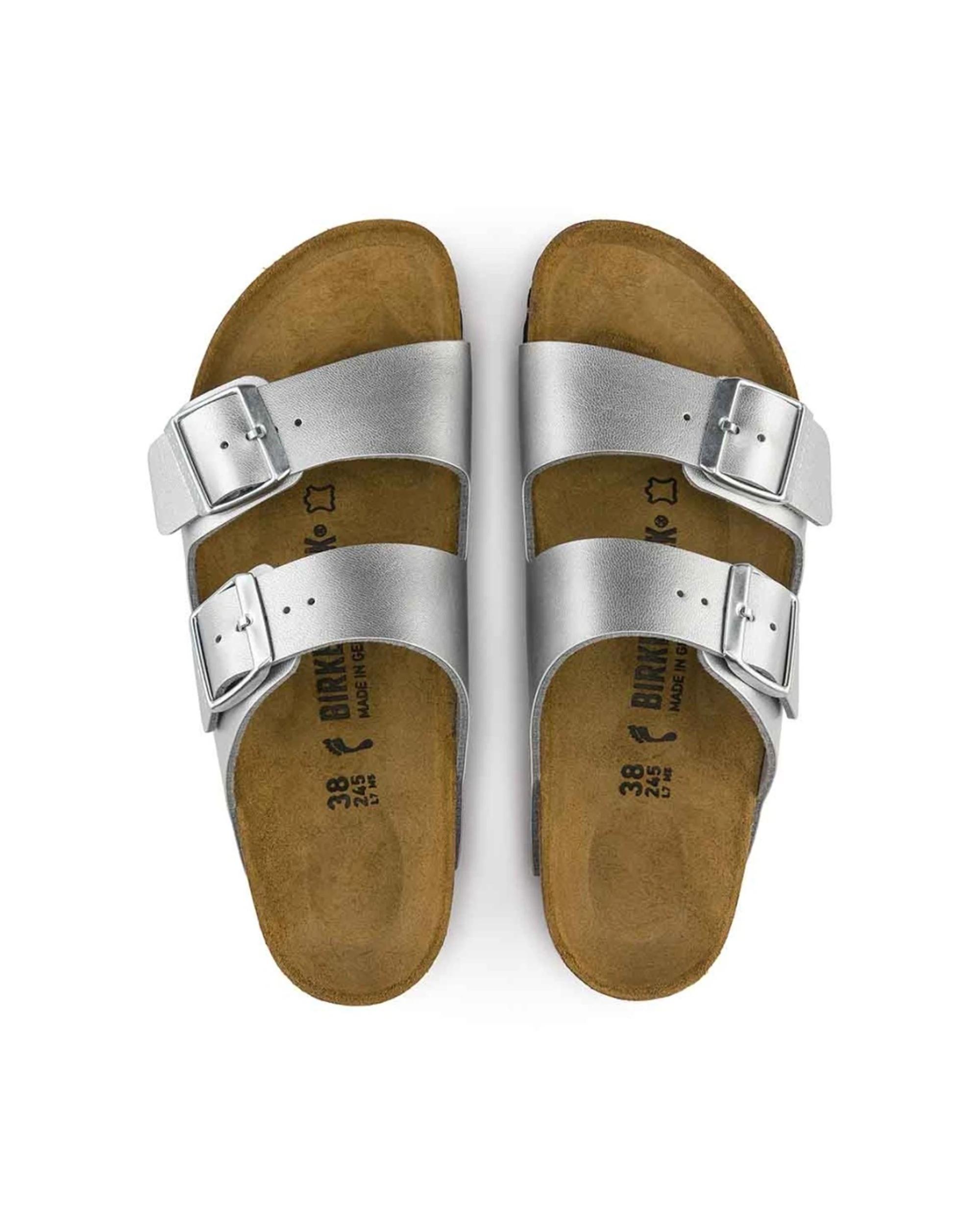 3 Birkenstock Arizona Birko-Flor Sandals Narrow Width SILVER, 3 of 6
