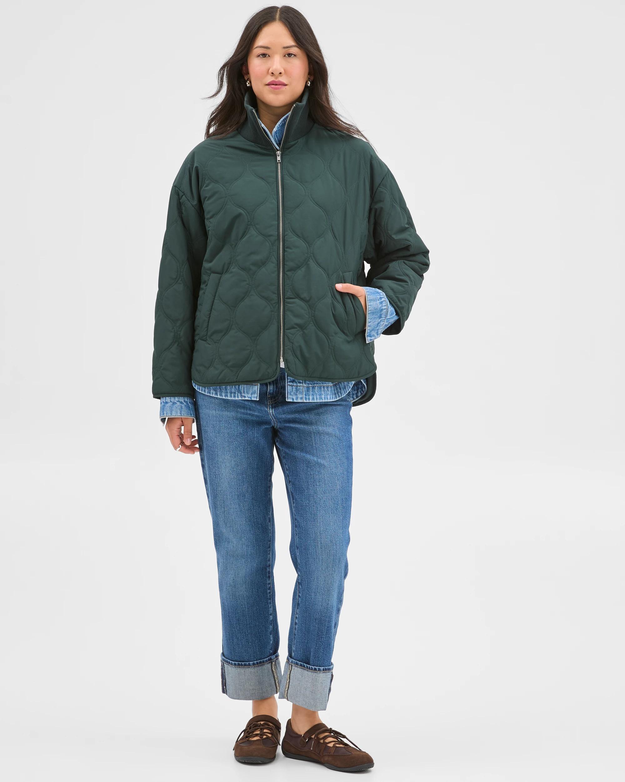 1 Target Woman Quilted Funnel Neck Jacket MIDNIGHT JADE, 1 of 7