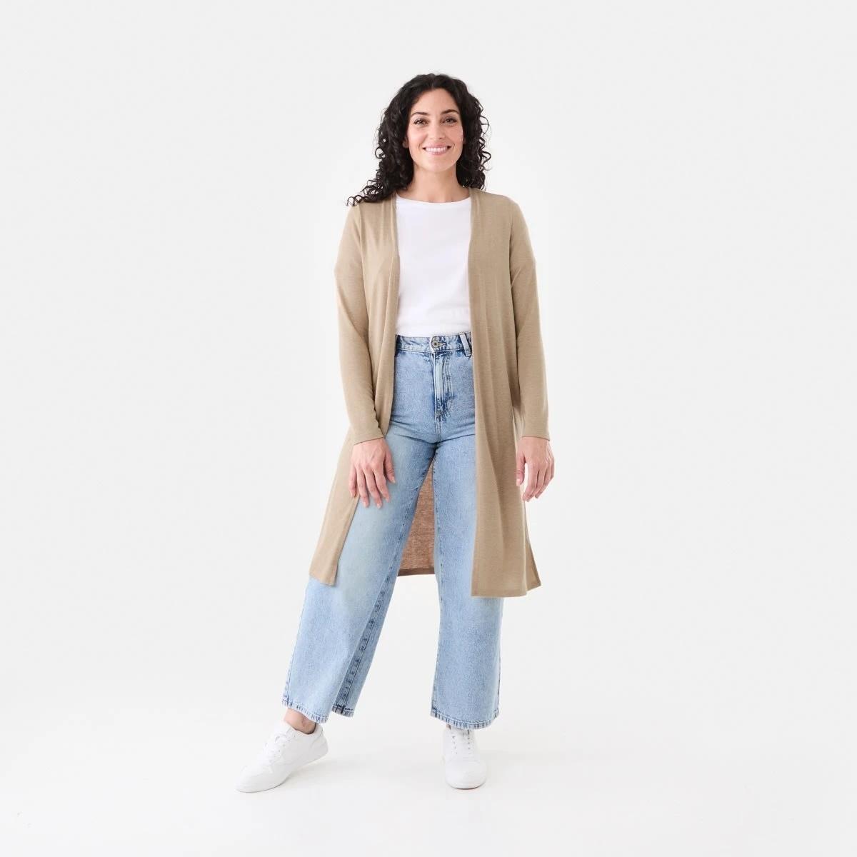 1 Long Sleeve Cardigan Sand Mrl, 1 of 5