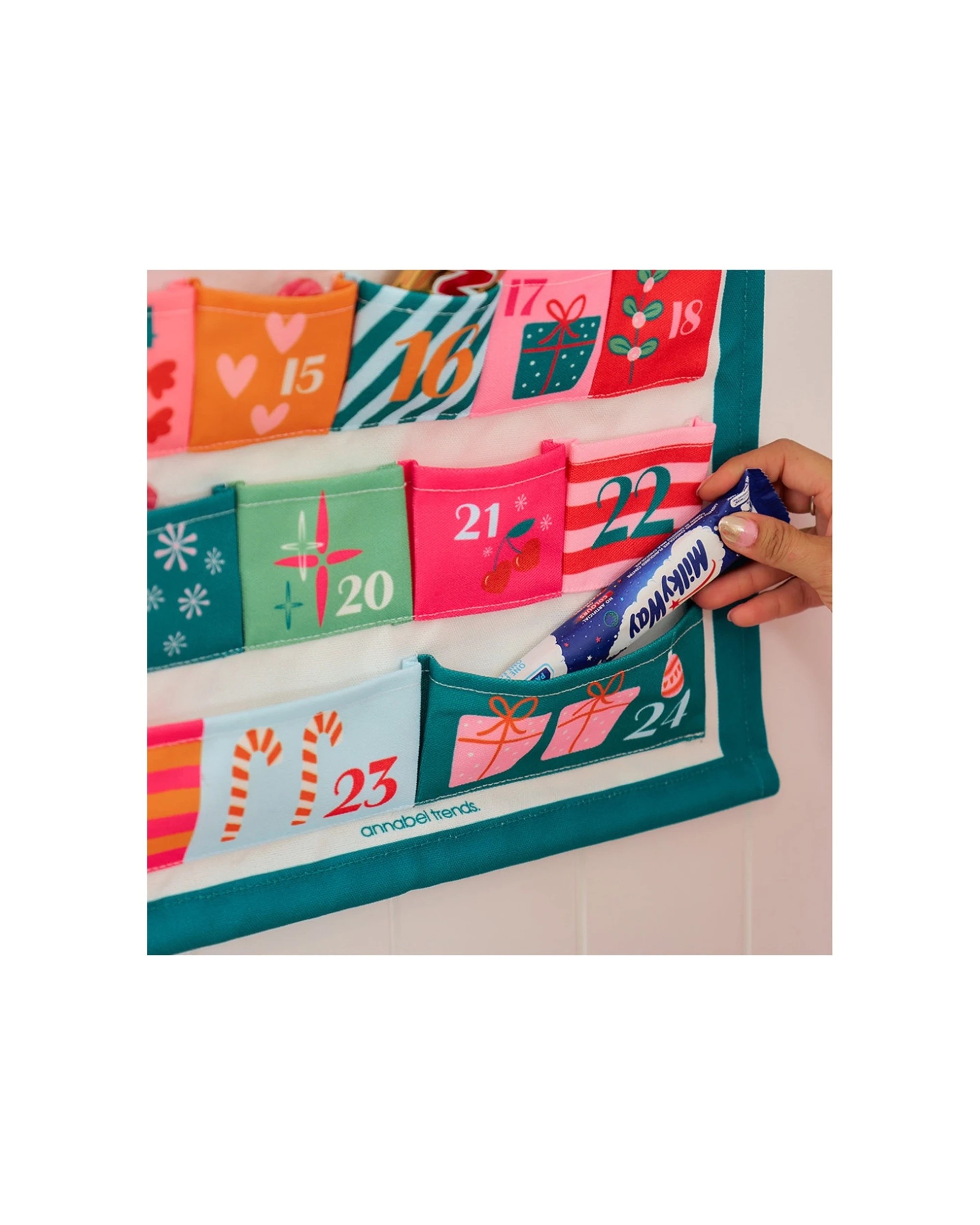 3 Annabel Trends Reusable Fabric Christmas Advent Calendar Polyester 39x58.5cm - Multi, 3 of 3
