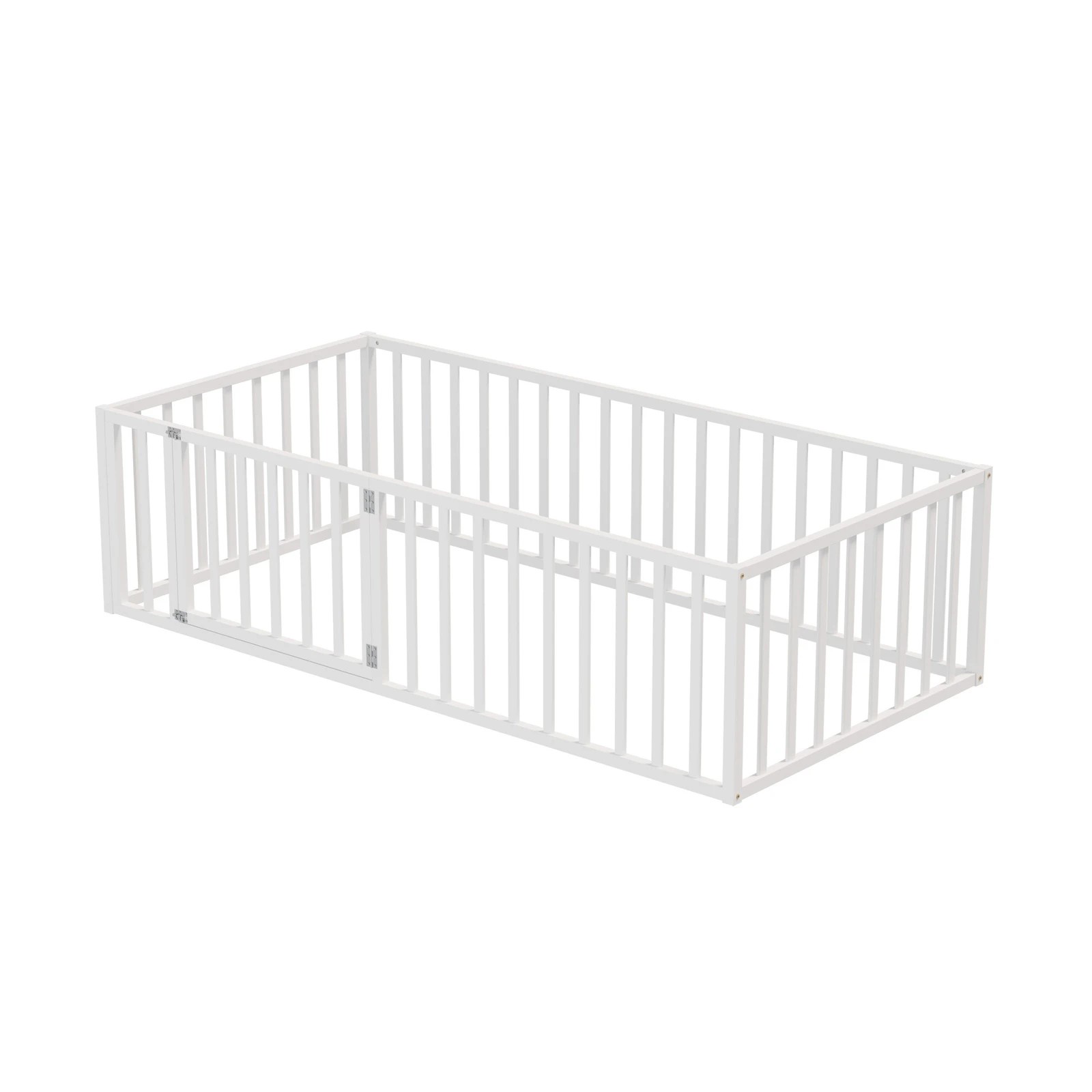 7 Oikiture 2-in-1 Kids Bed Play Centre Wooden Fence Gate Single - White, 7 of 8