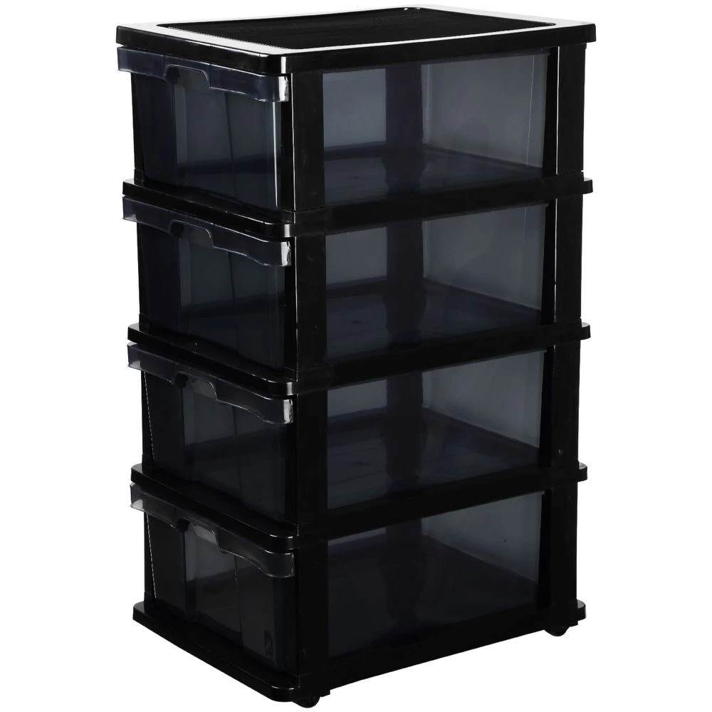 8 J.Burrows 4 Drawer Storage Tower on Wheels Black, 8 of 10