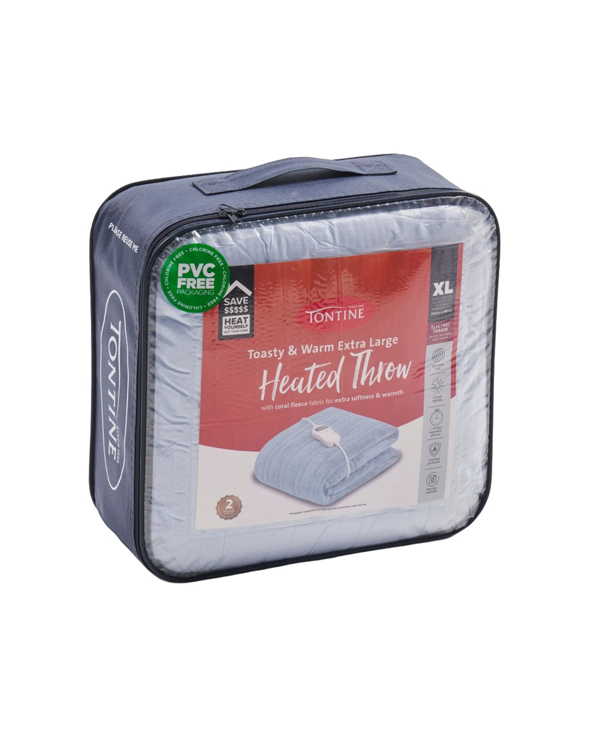 1 Tontine Extra Large Fleece Heated Throw Polyester 180x200cm Skyway, 1 of 4