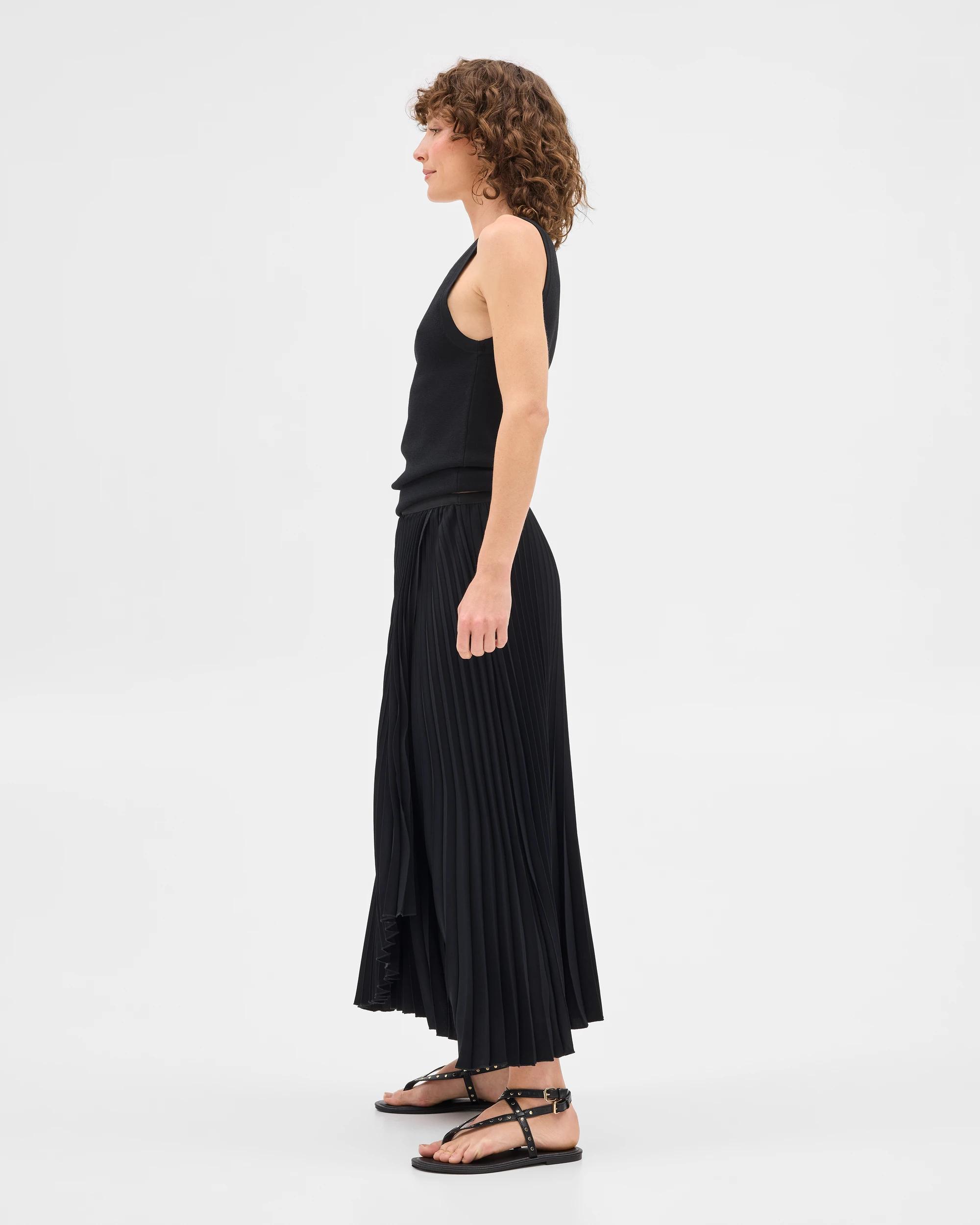 5 Wrap Pleated Midi Skirt - Preview BLACK, 5 of 7