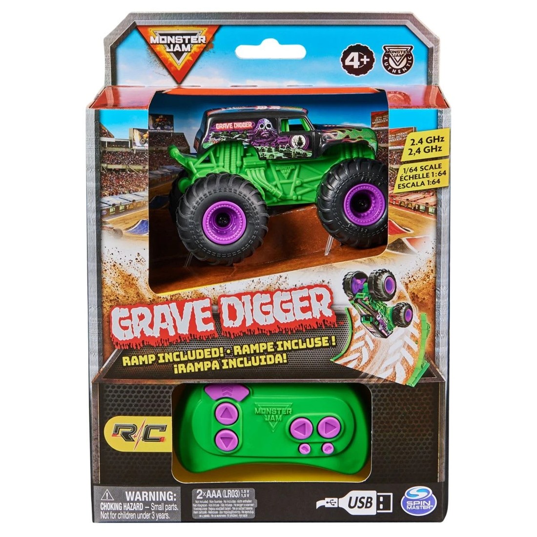 1 Monster Jam RC 1/64 Scale 2.4GHz Grave Digger, 1 of 7