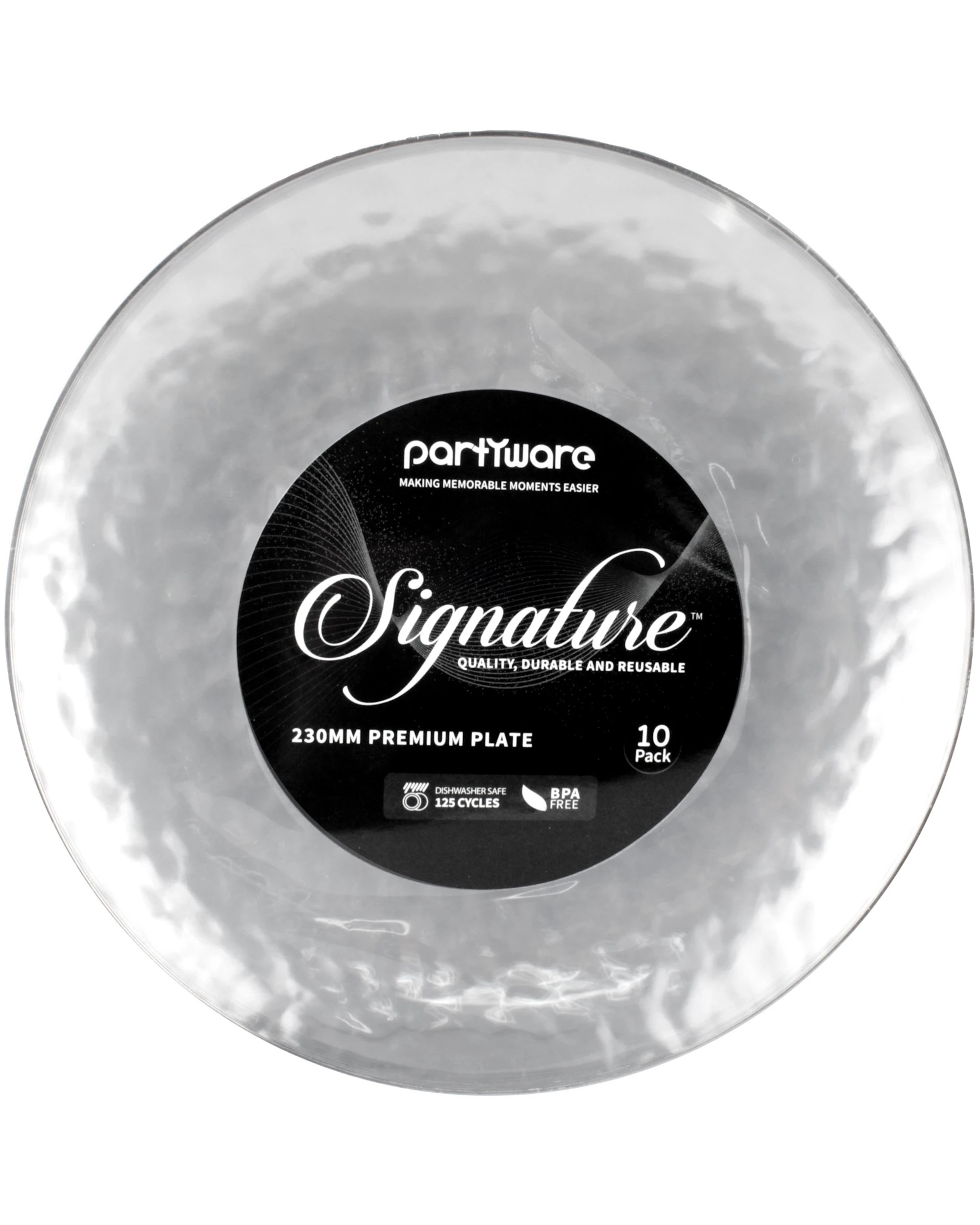 2 Partyware Clear Dimple With Silver Trim Plastic Plates 23cm Pack of 10 - Clear, Silver, 2 of 2