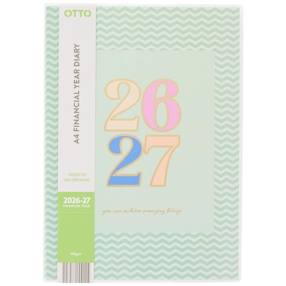1 Otto A4 Week to View Geo FY26/27 Diary Green, 1 of 7