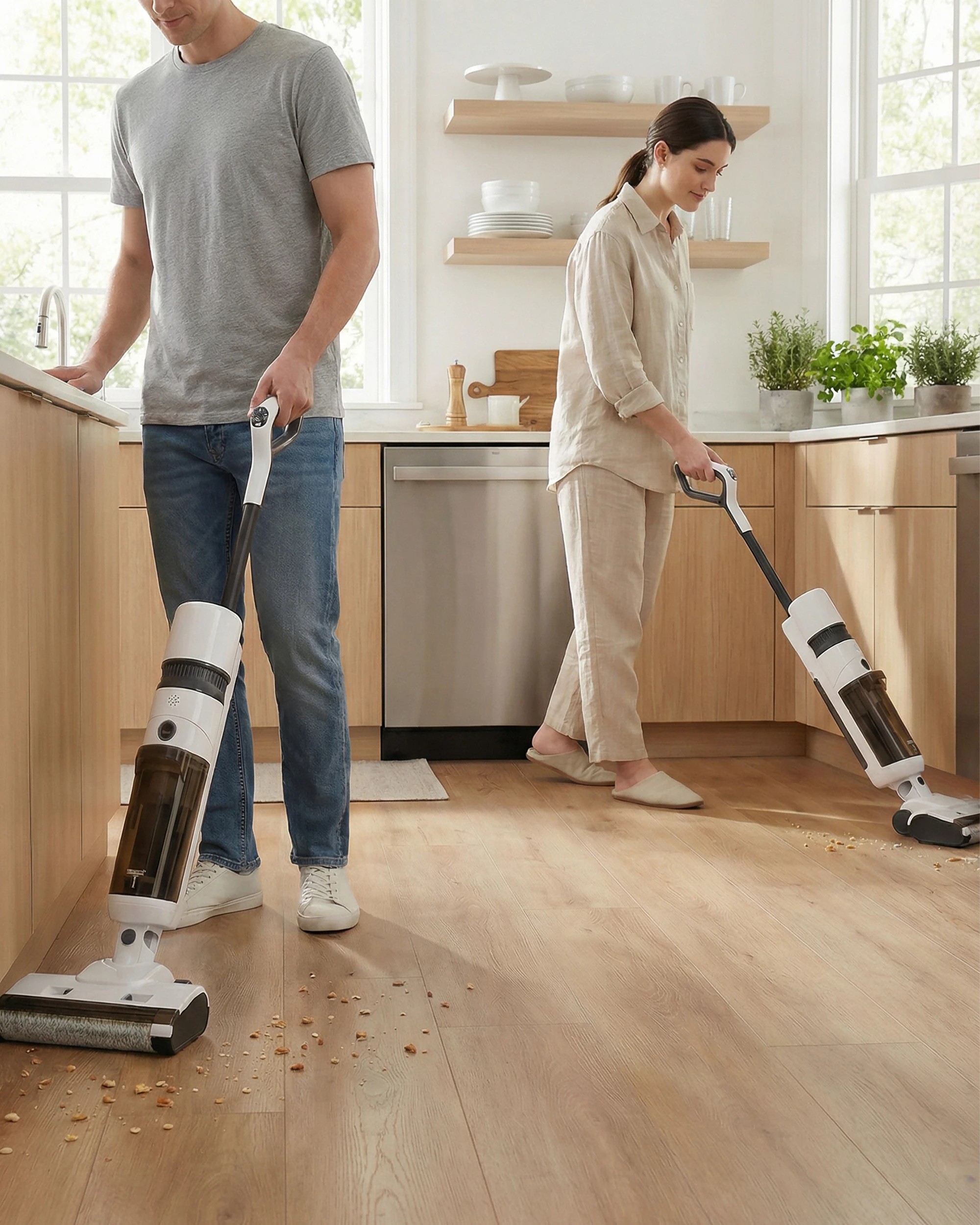 6 Advwin Cordless Smart Wet Dry Vacuum Cleaner 180° Lie-Flat For Hard Floor - White, 6 of 6