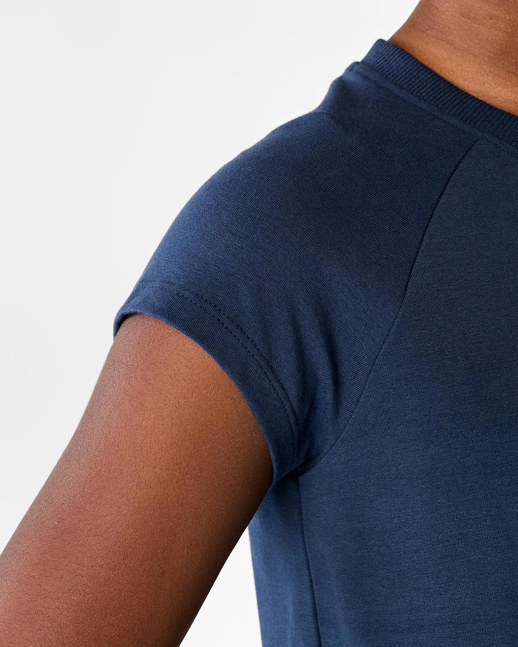 6 Short Raglan Sleeve Patchwork T-shirt Blue Text, 6 of 8
