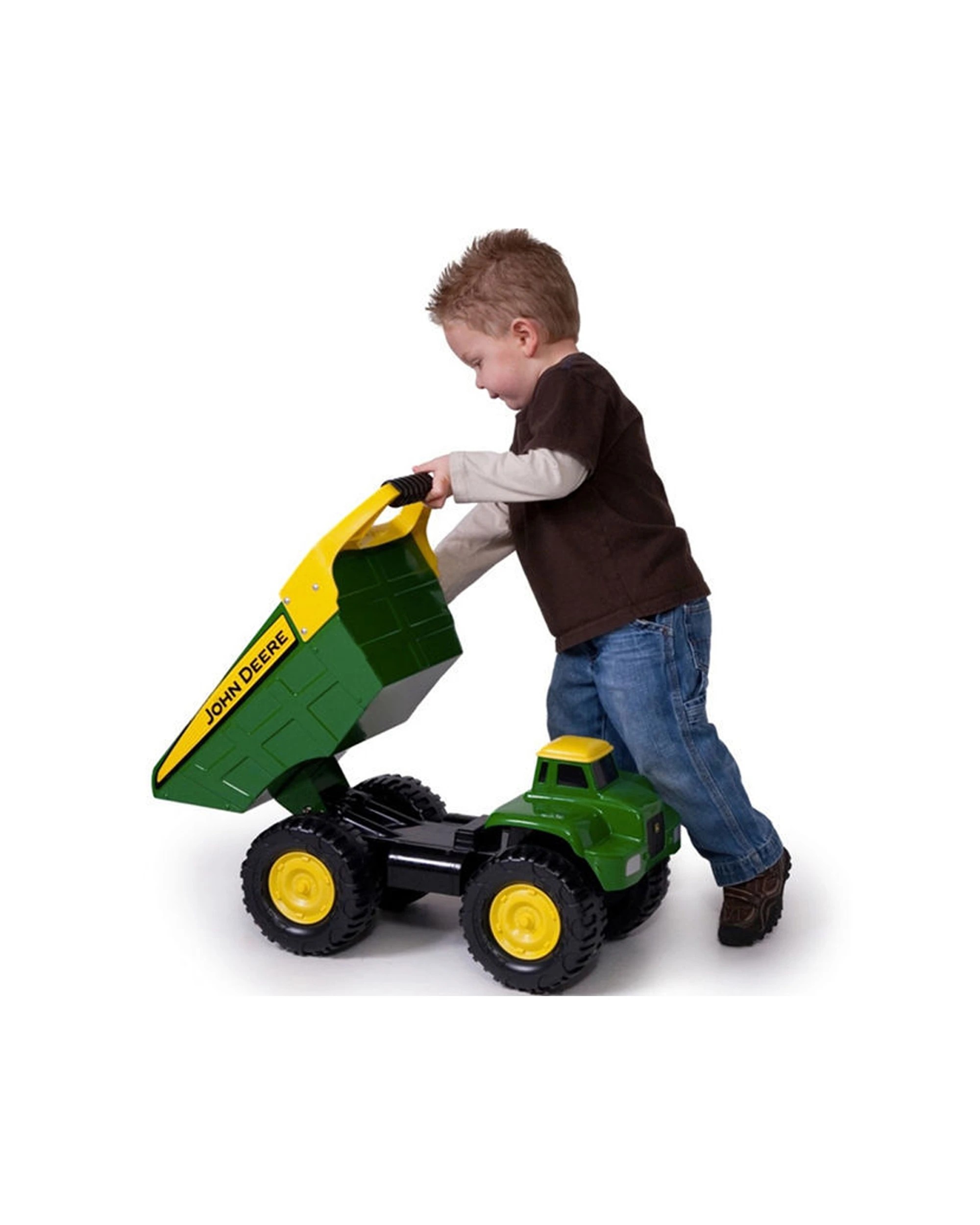 1 John Deere 21 Inch Big Scoop Dump Truck Steel Sandbox Toy For Kids 3 Plus - Green, 1 of 4