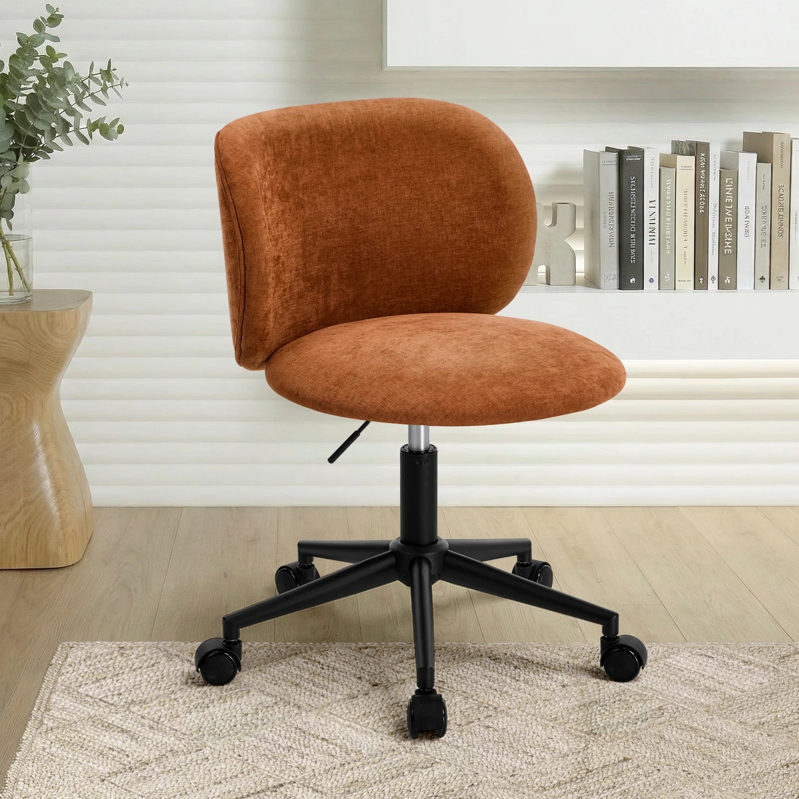 3 Oikiture Office Chair Armless Mid Back Swivel Ergonomic Chair Wheels - Orange, 3 of 5