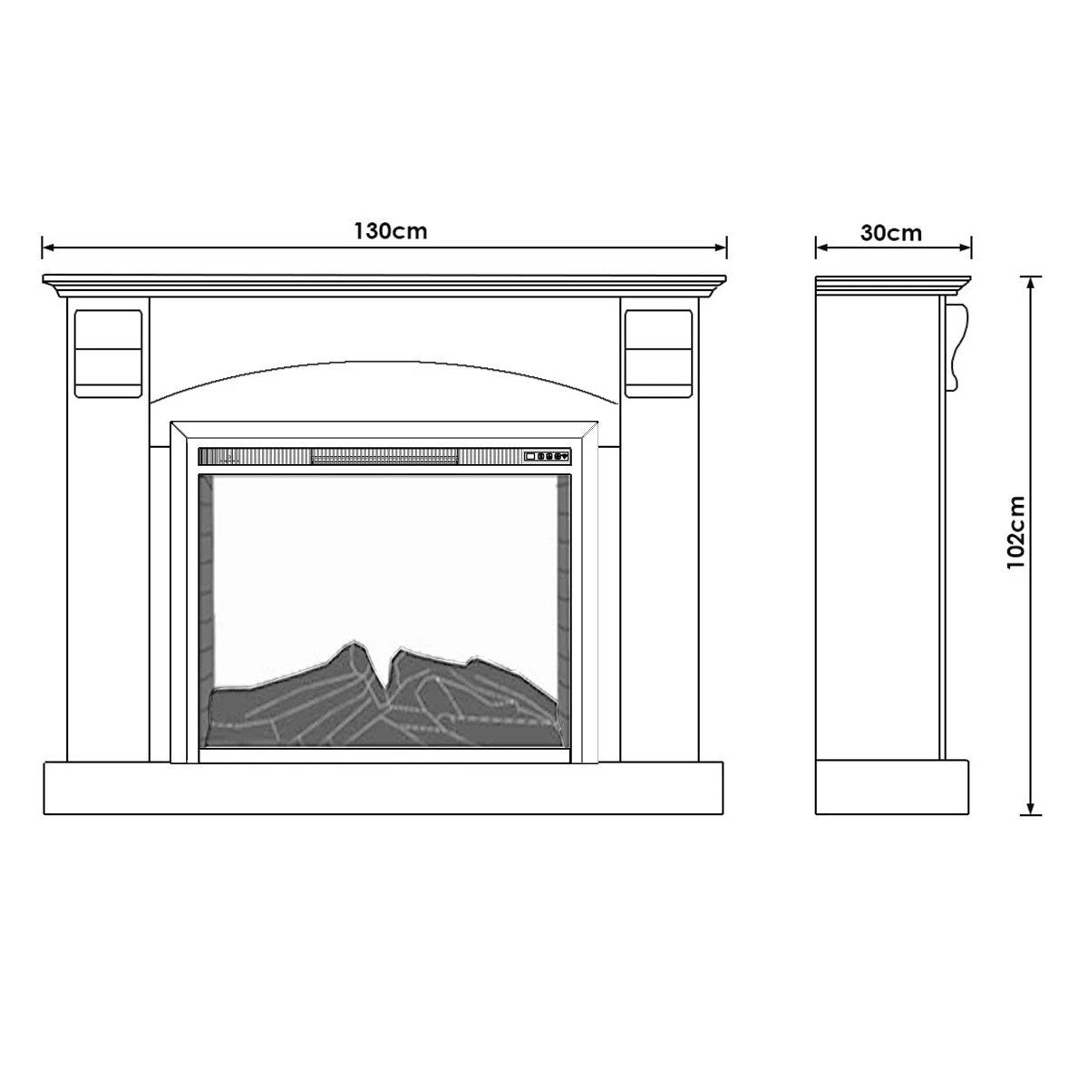 5 Moda Living Ascot Electric Fireplace Heater White Mantel Suite with Starlight Insert - White, 5 of 10