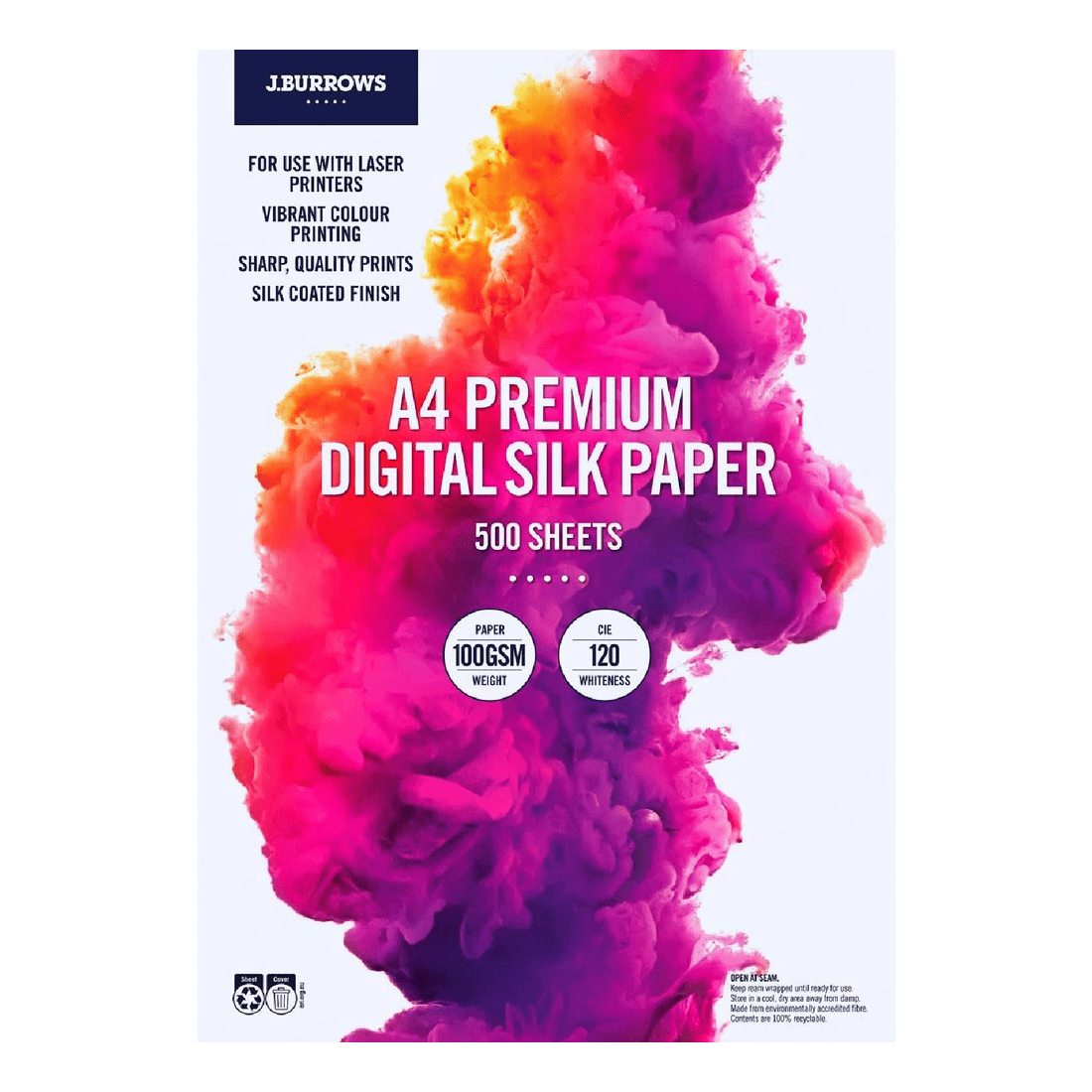 J.Burrows A4 100gsm Digital Silk Paper 500 Sheets - Kmart