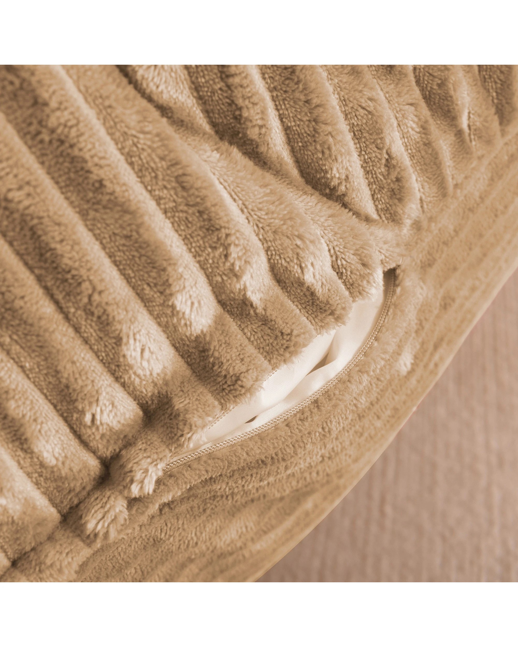 8 Cadence & Co. Wilde Ribbed Luxe Fleece Double Sofa Bean Bag Lounge Cover - Natural Fawn, 8 of 8