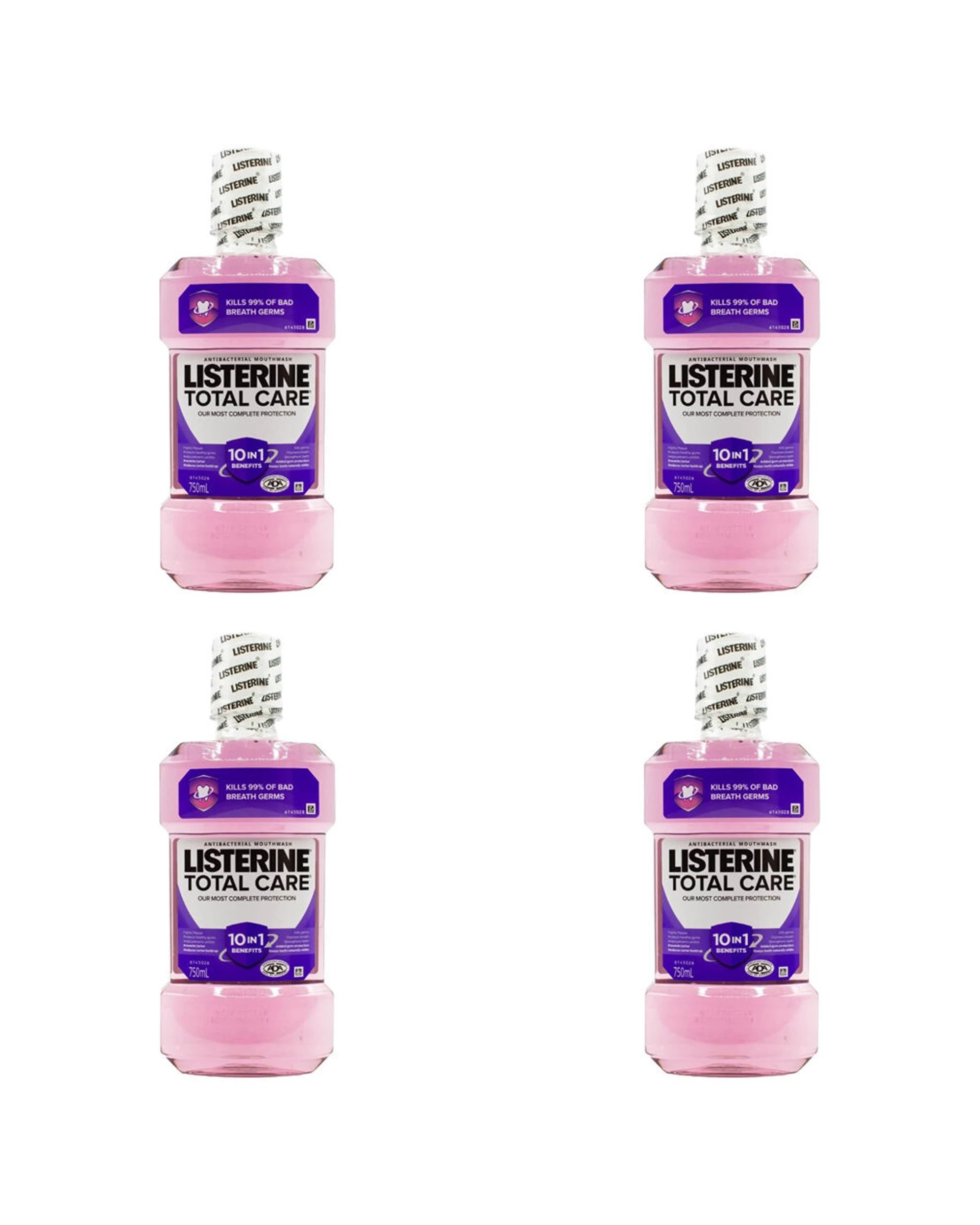 1 Listerine Antibacterial Mouthwash Total Care 4PK 10-In-1 Benefits 750ml - Multi, 1 of 3