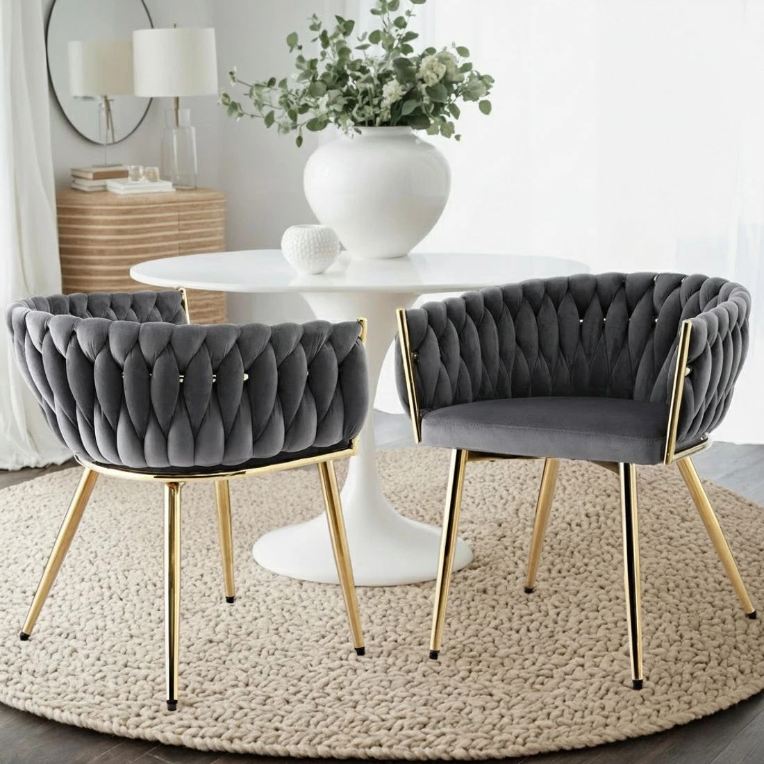 4 1 Set of 4 Artiss Dining Chairs Velvet Armchair - Grey, 4 of 6