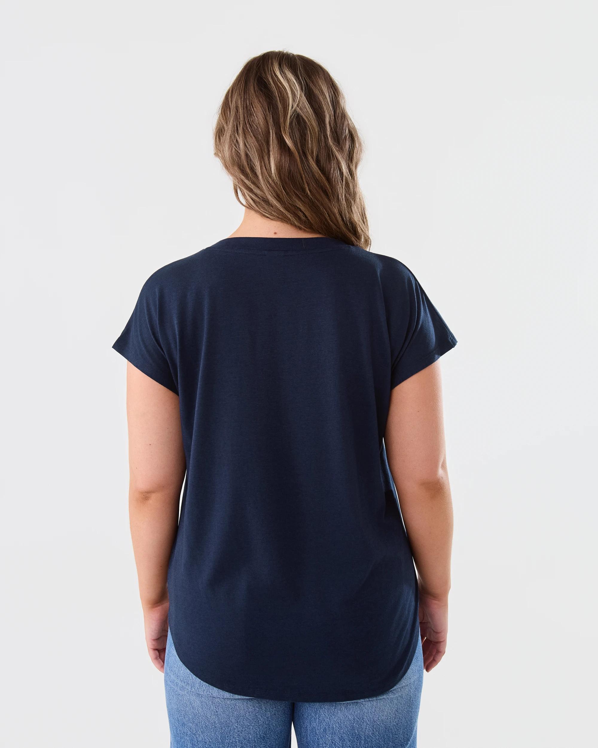 3 Short Extended Sleeve V-Neck T-shirt Blu Pcoat, 3 of 6