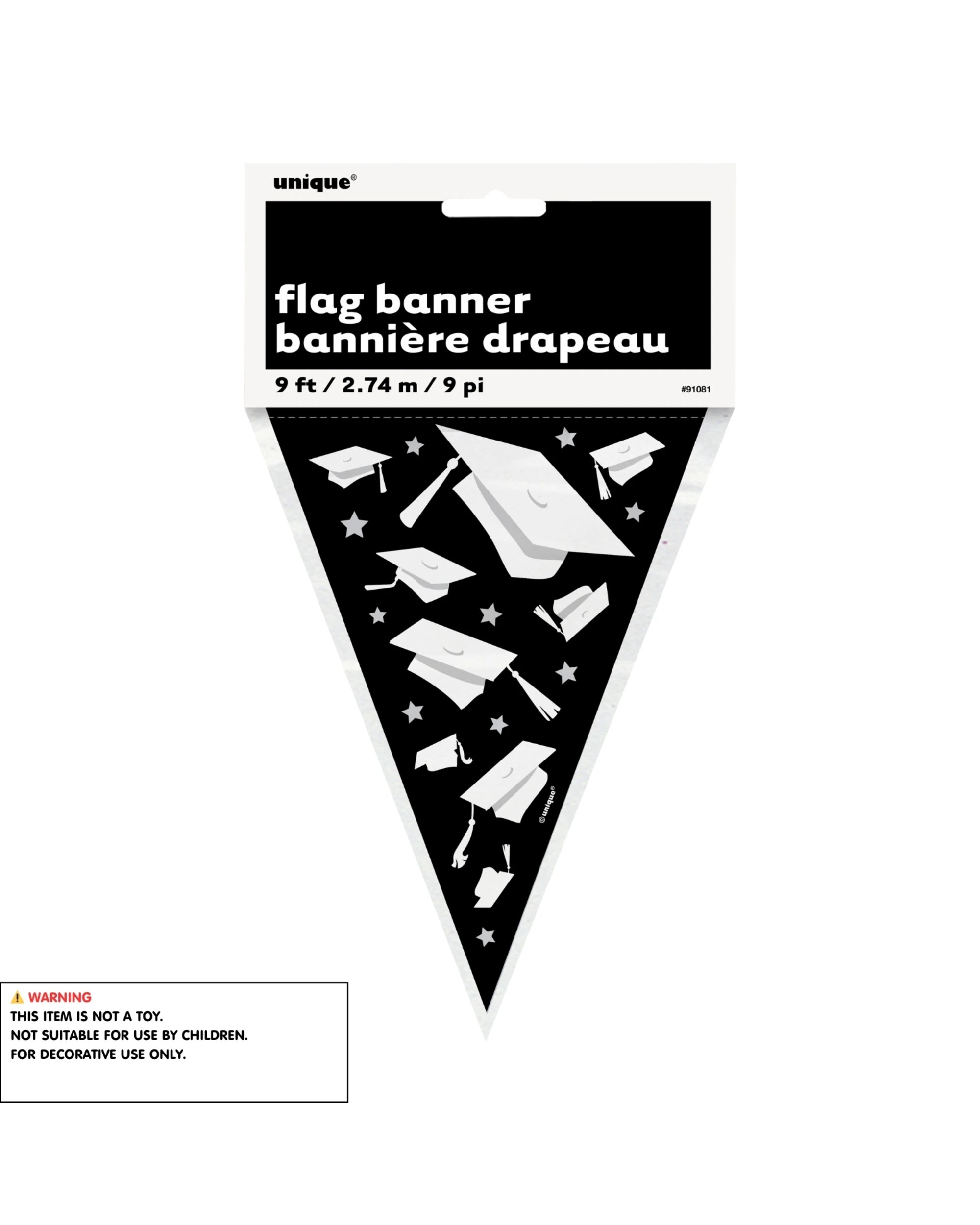 2 Unique Graduation Plastic Flag Banner 2.7m - Black, 2 of 2