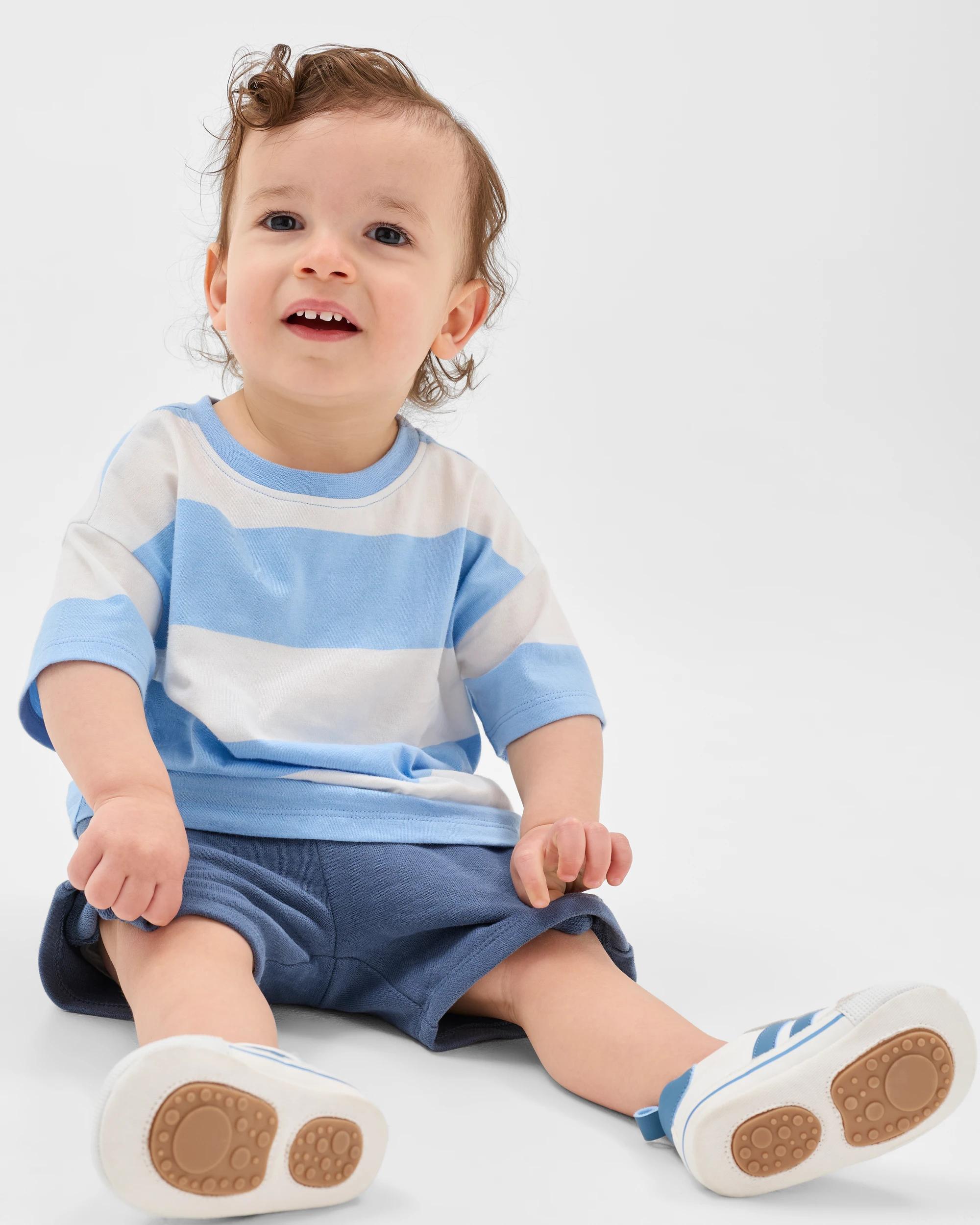 1 Target Baby Baby Organic Cotton Oversized Print T-Shirt BLUE STRIPE DELLAROBIA, 1 of 5