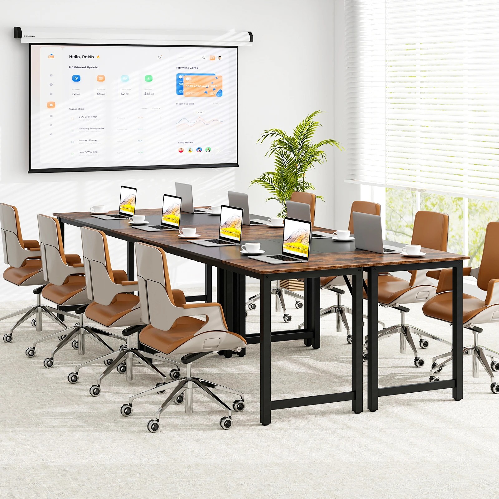 5 Costway 160cm Industrial Computer Desk Large Office Executive Desk, 5 of 7