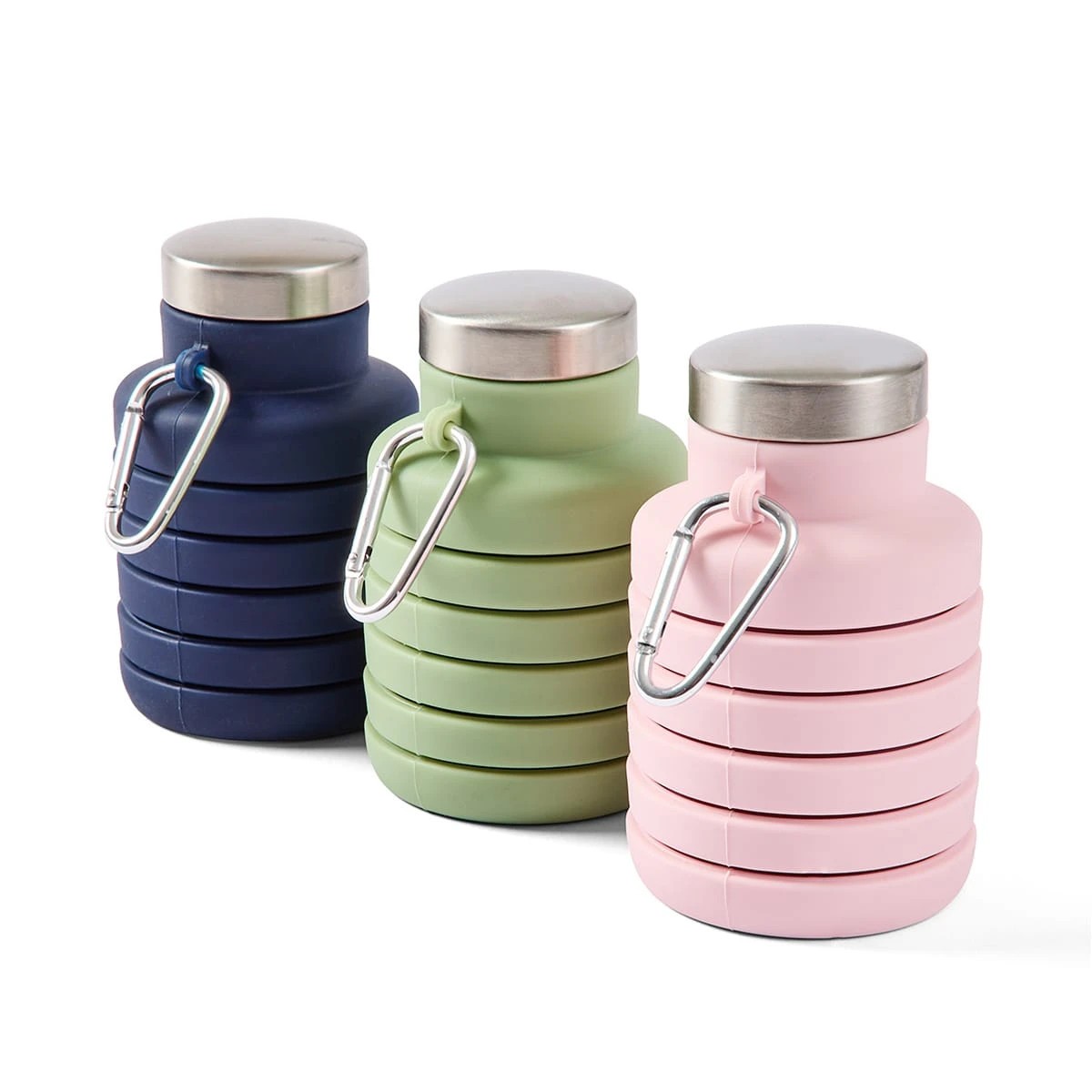 3 500ml Collapsible Silicone Bottle with Stainless Steel Lid - Assorted, 3 of 10