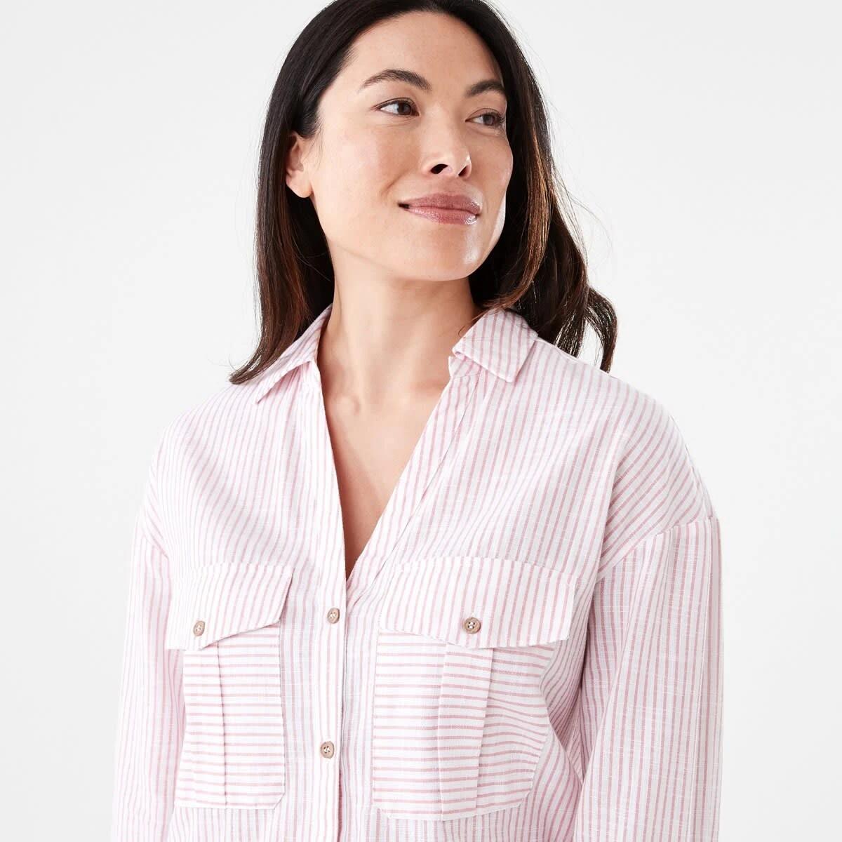 4 Long Roll Sleeve Cotton Shirt Strp Pink, 4 of 6