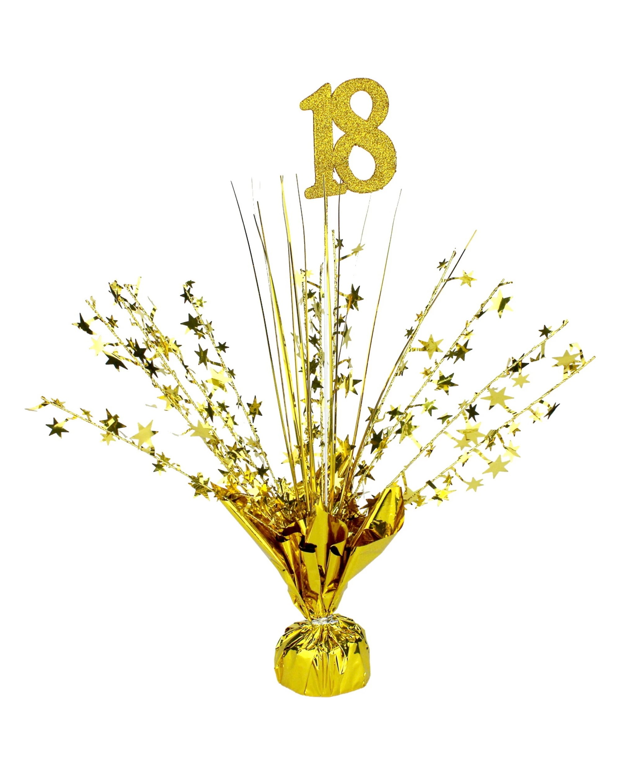 1 Partyrama 18th Birthday Gold Star Foil Spray Centrepiece - Gold, 1 of 1