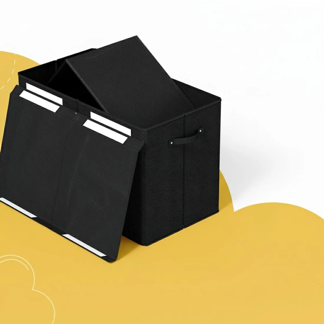 3 Keezi Large Toy Box Chest Storage with Flip-Top Lid Foldable Organizer Bins - Black, 3 of 5