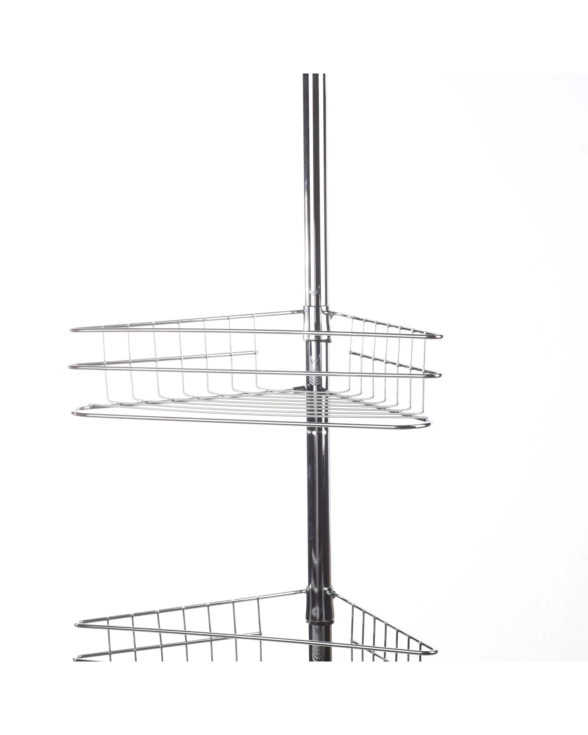 4 Sherwood Home Adjustable Telescopic 4 Tier Corner Shower Caddy Rack - Silver, 4 of 9