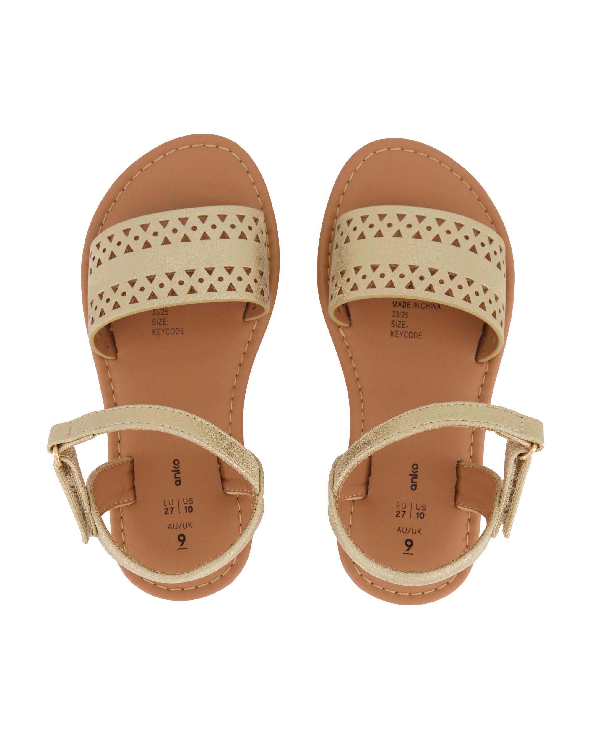 3 Junior Laser Cut Sandals Metallic, 3 of 4