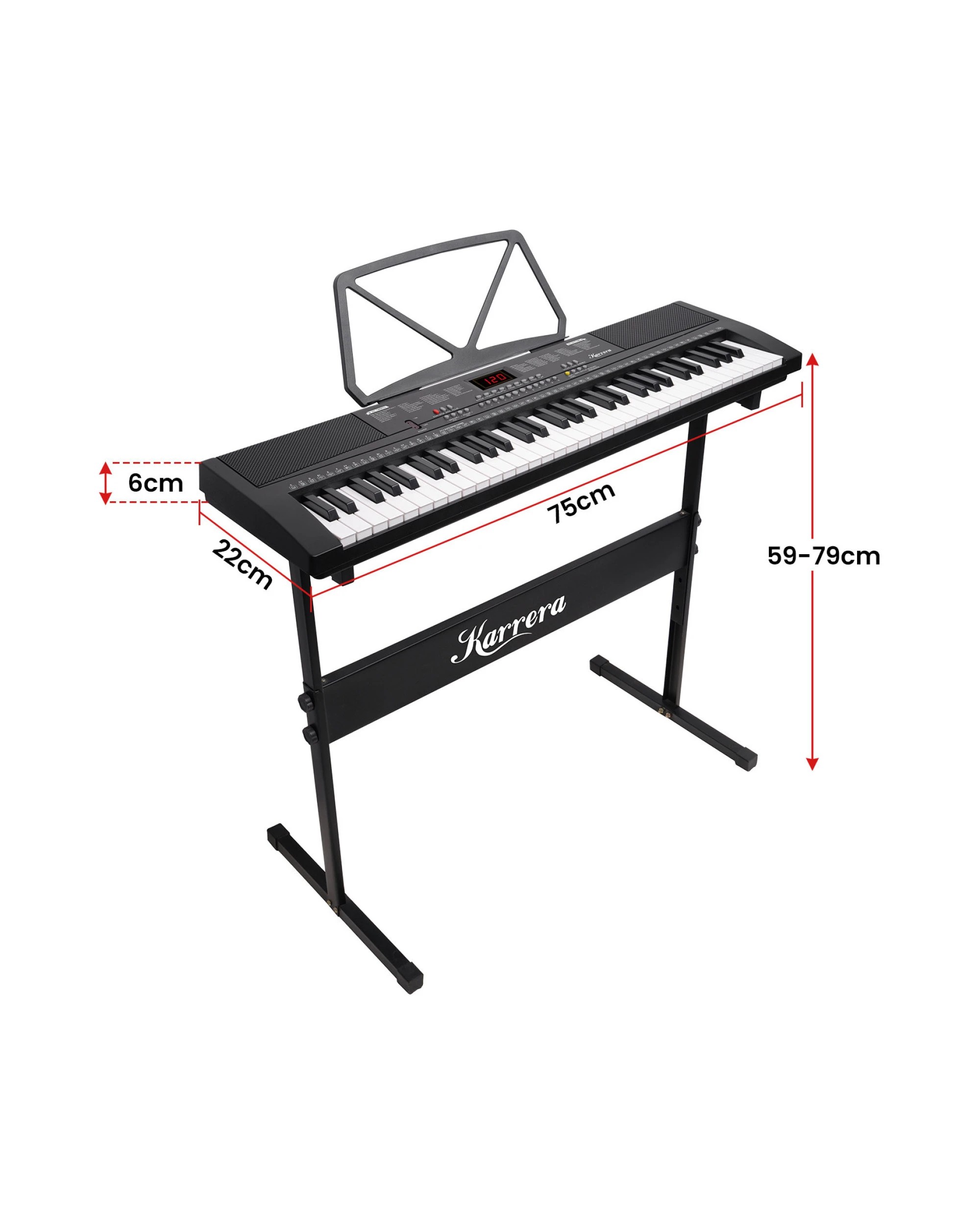 2 Karrera 61-Key Electronic Piano Keyboard 75cm with Stand in Black CHJ-61-75S - Black, 2 of 9