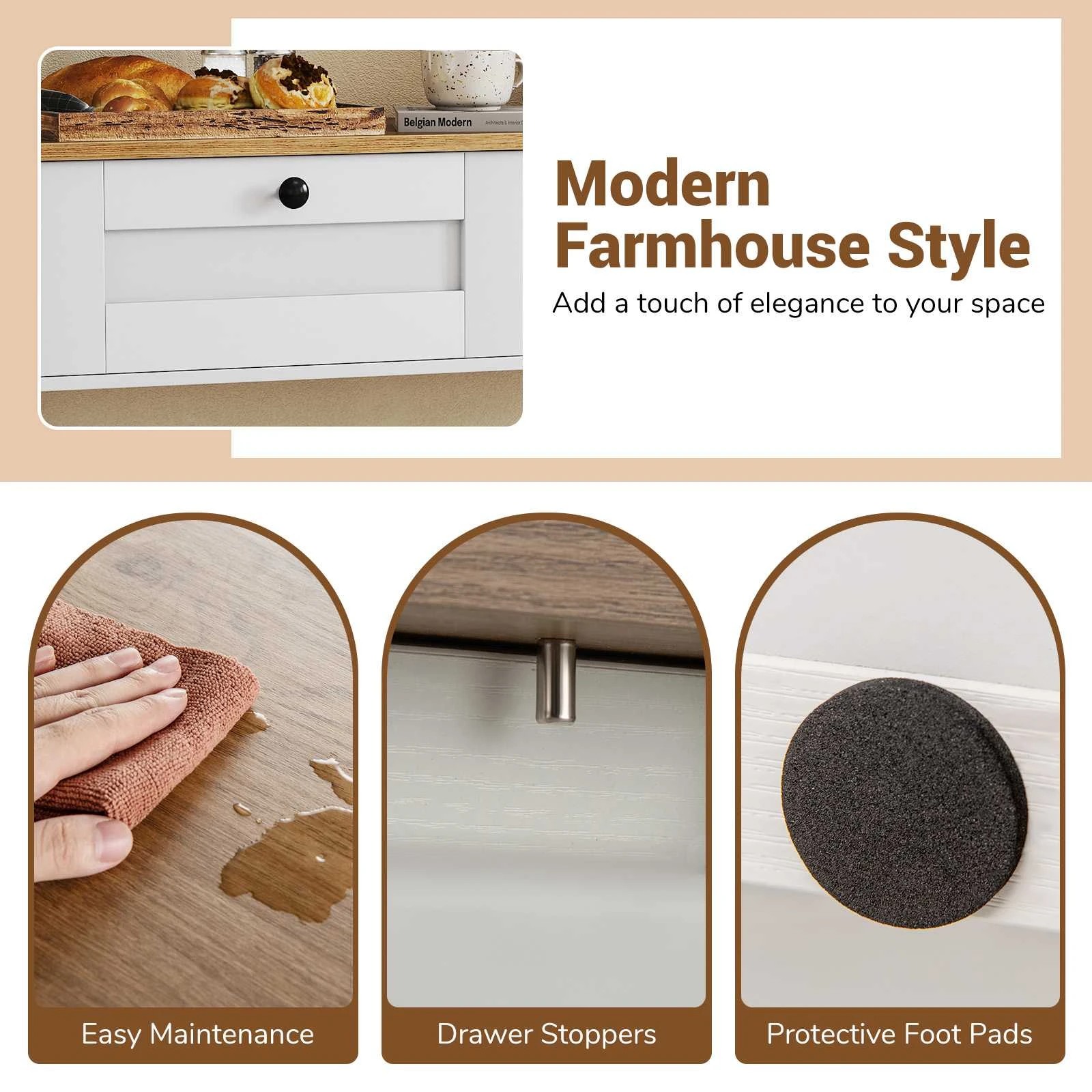 6 Costway Farmhouse Console Table w/2 Drawers Entryway Side Table, 6 of 10