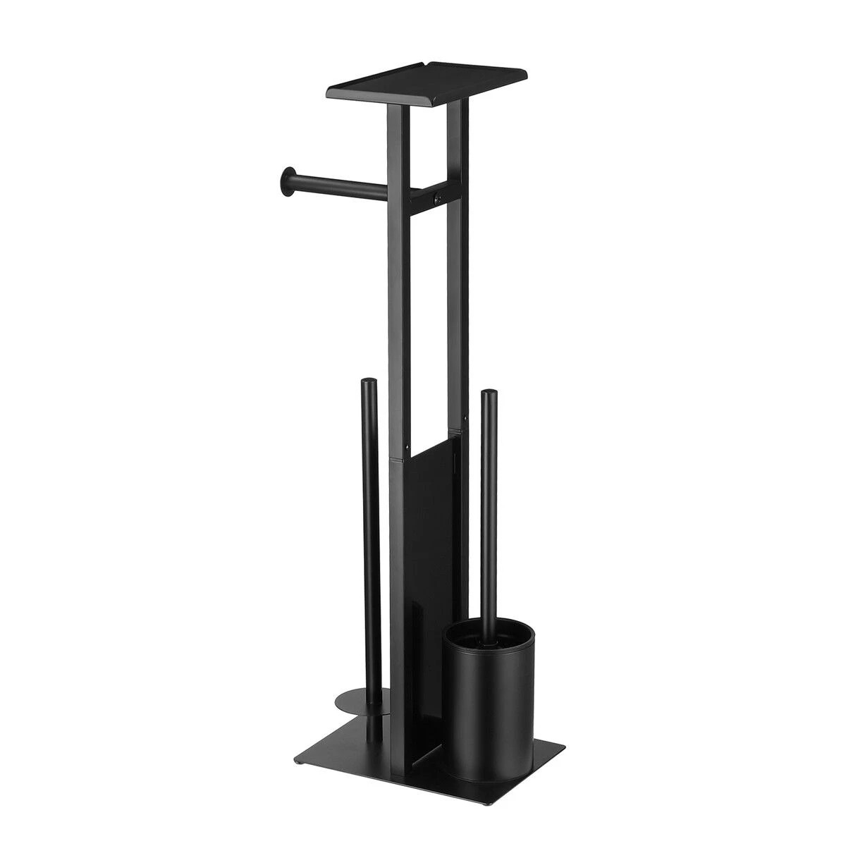 4 LUXSUITE Toilet Paper Roll Holder with Brush Phone Shelf Free Standing Tissue Storage Dispenser, 4 of 4