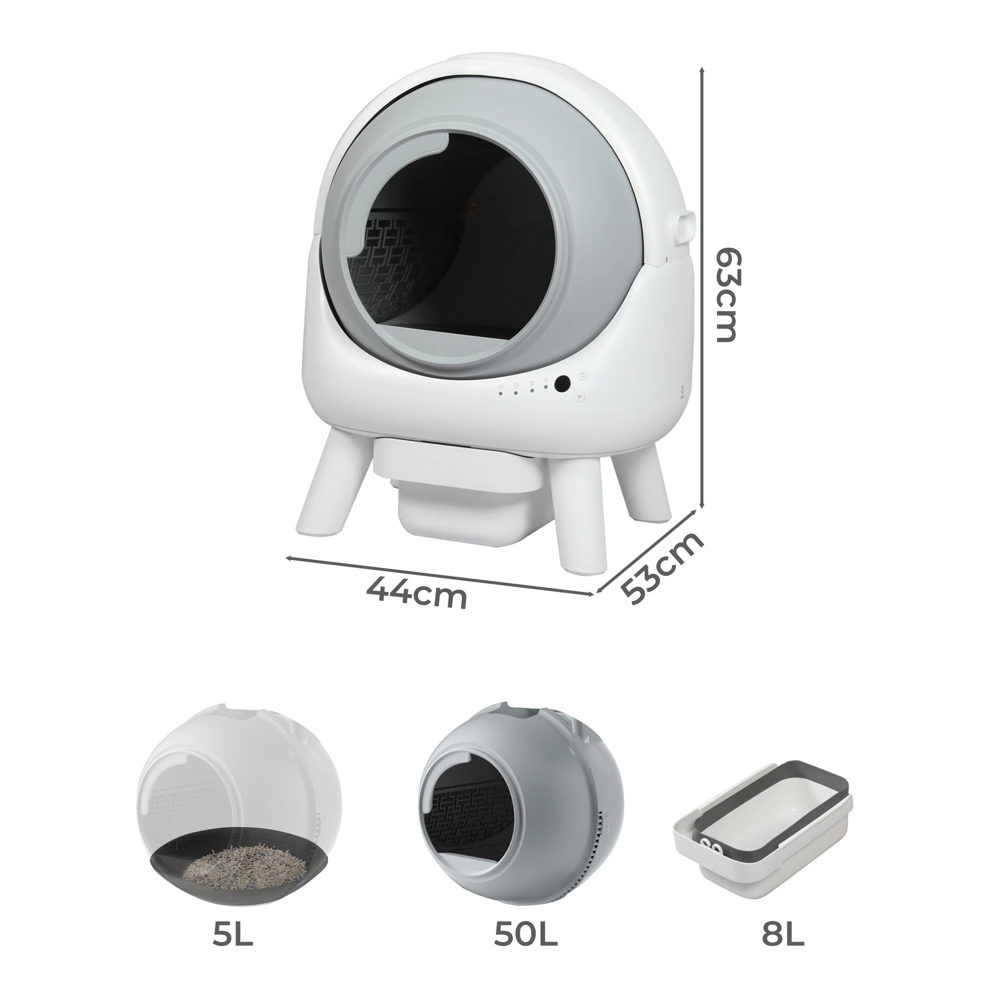 3 Pawz Cat Litter Box Large Machine Automatic Self Cleaning APP Control White, 3 of 8