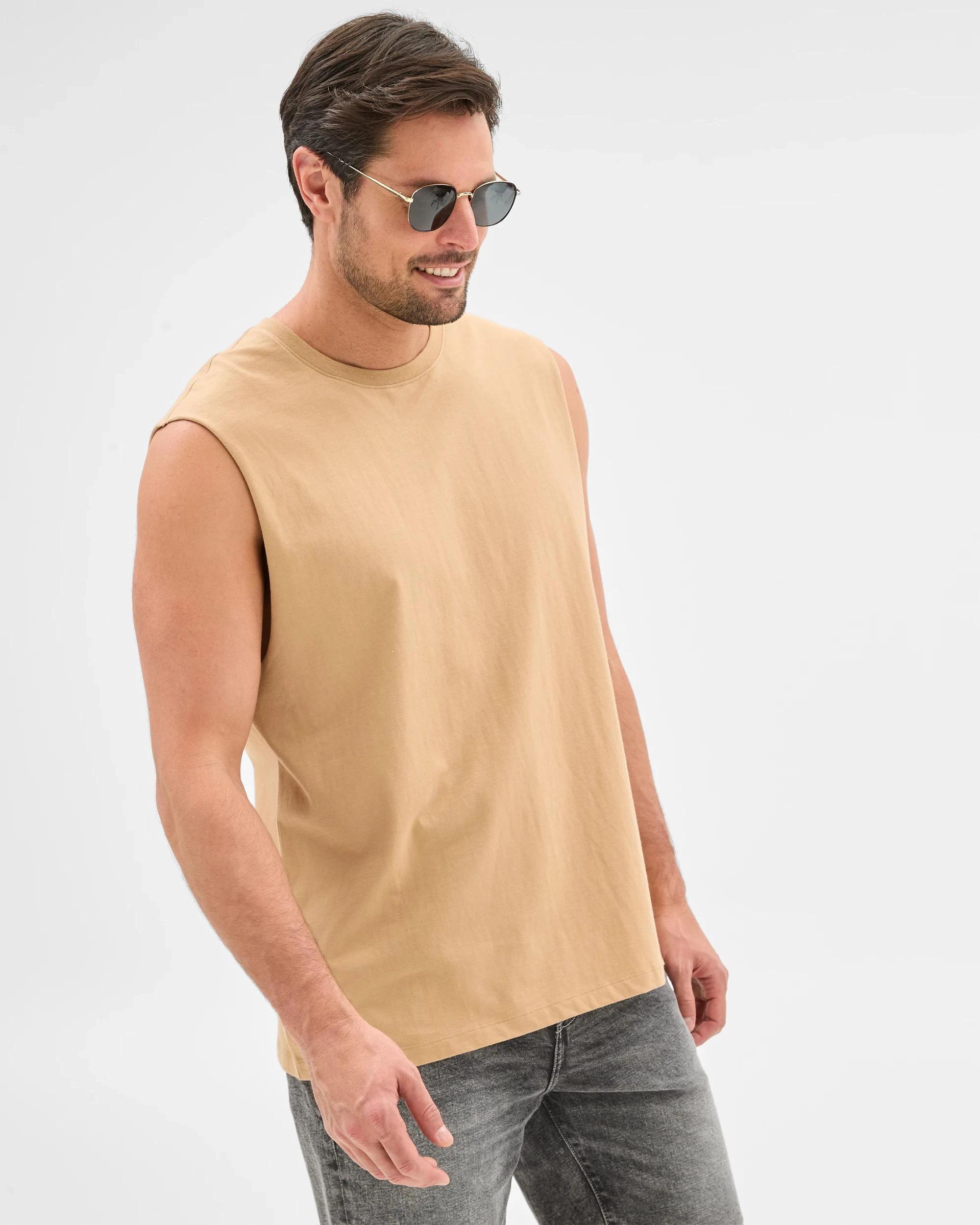 2 Target Australian Cotton Plain Tank Top SAND, 2 of 5