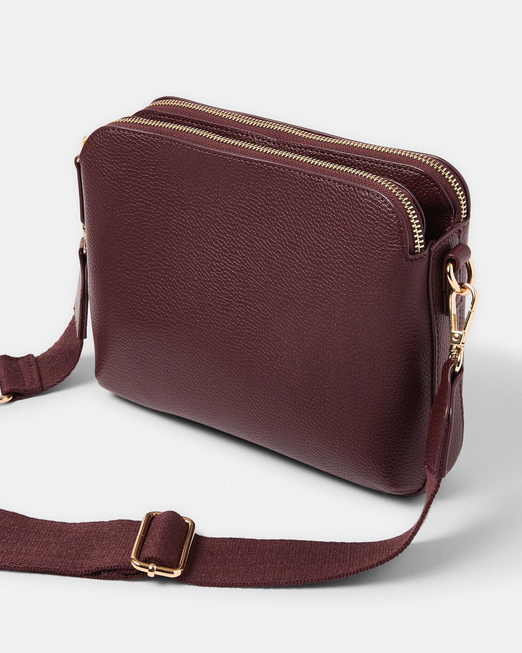 2 Double Pocket Crossbody Bag Deep Berry, 2 of 5