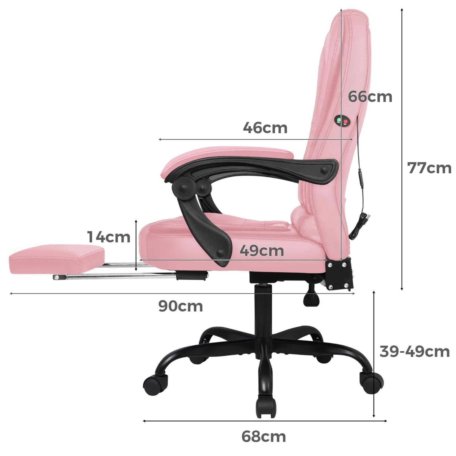 4 Alfordson Massage Office Chair FOOTREST Executive Gaming Racing Seat PU Leather - Pink, 4 of 10