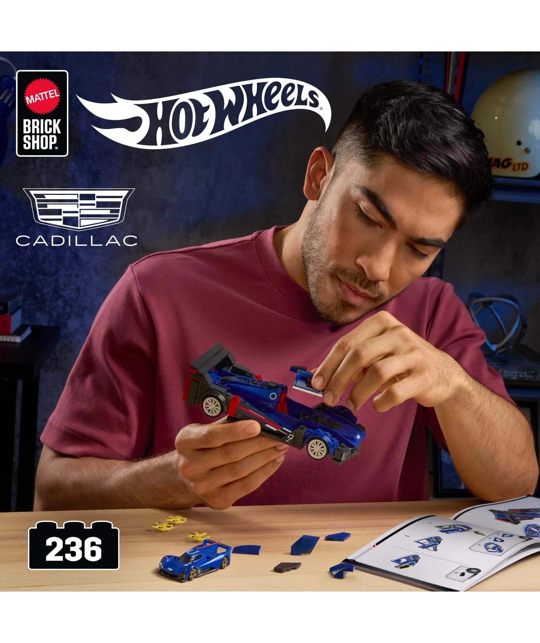 2 Mattel Brick Shop Hot Wheels Cadillac Project GTP Hypercar Building Toy Kit - Blue, 2 of 6