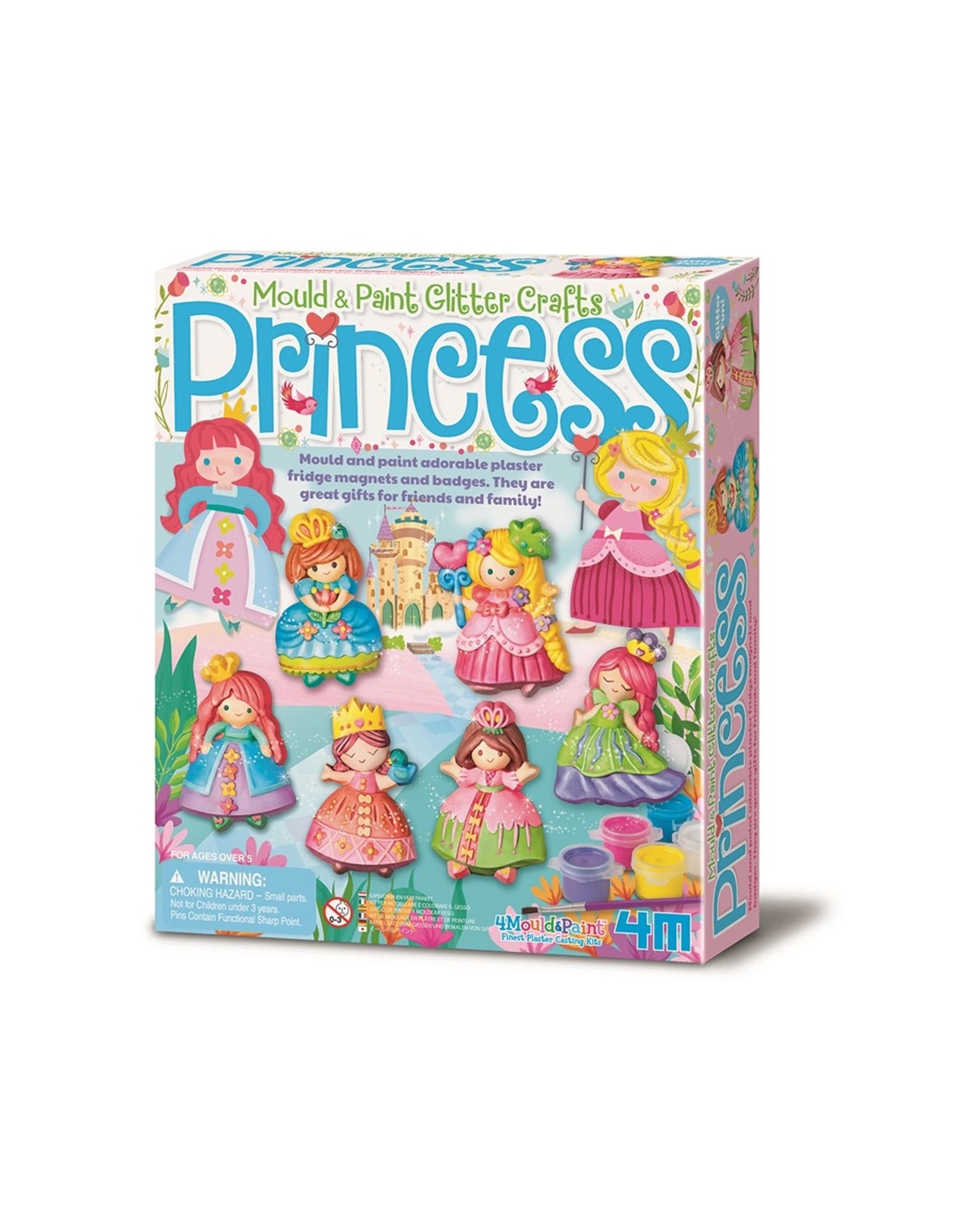 1 4M Mould & Paint Glitter Princess Magnet Badges Kids Art Painting Activity - Multi, 1 of 3