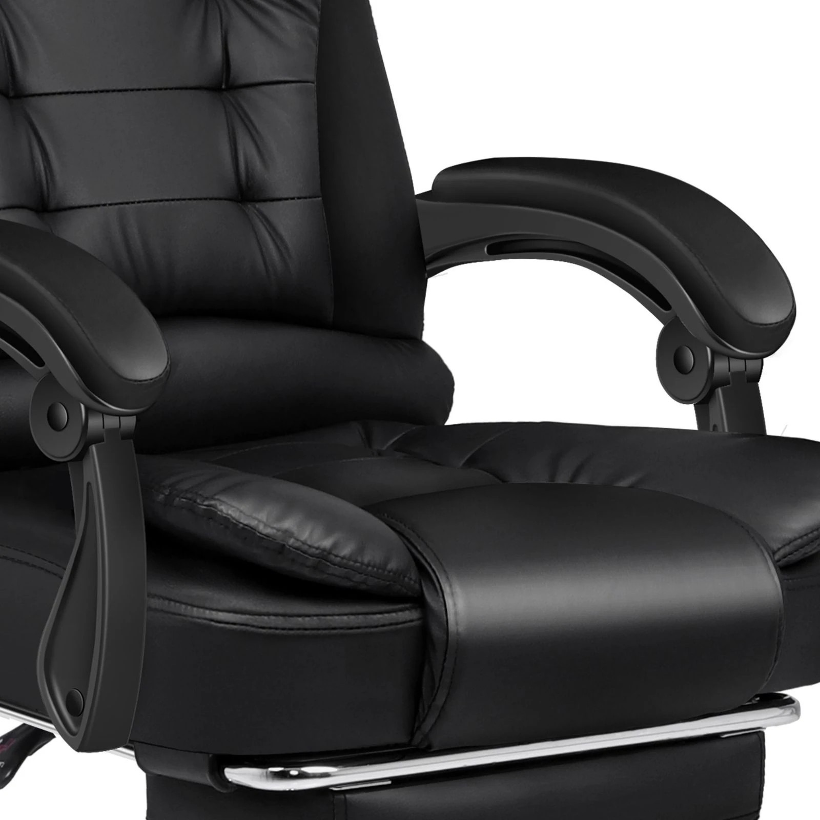 8 Alfordson Office Chair Gaming Executive Computer Racer Footrest PU Leather Seat - Black, 8 of 10