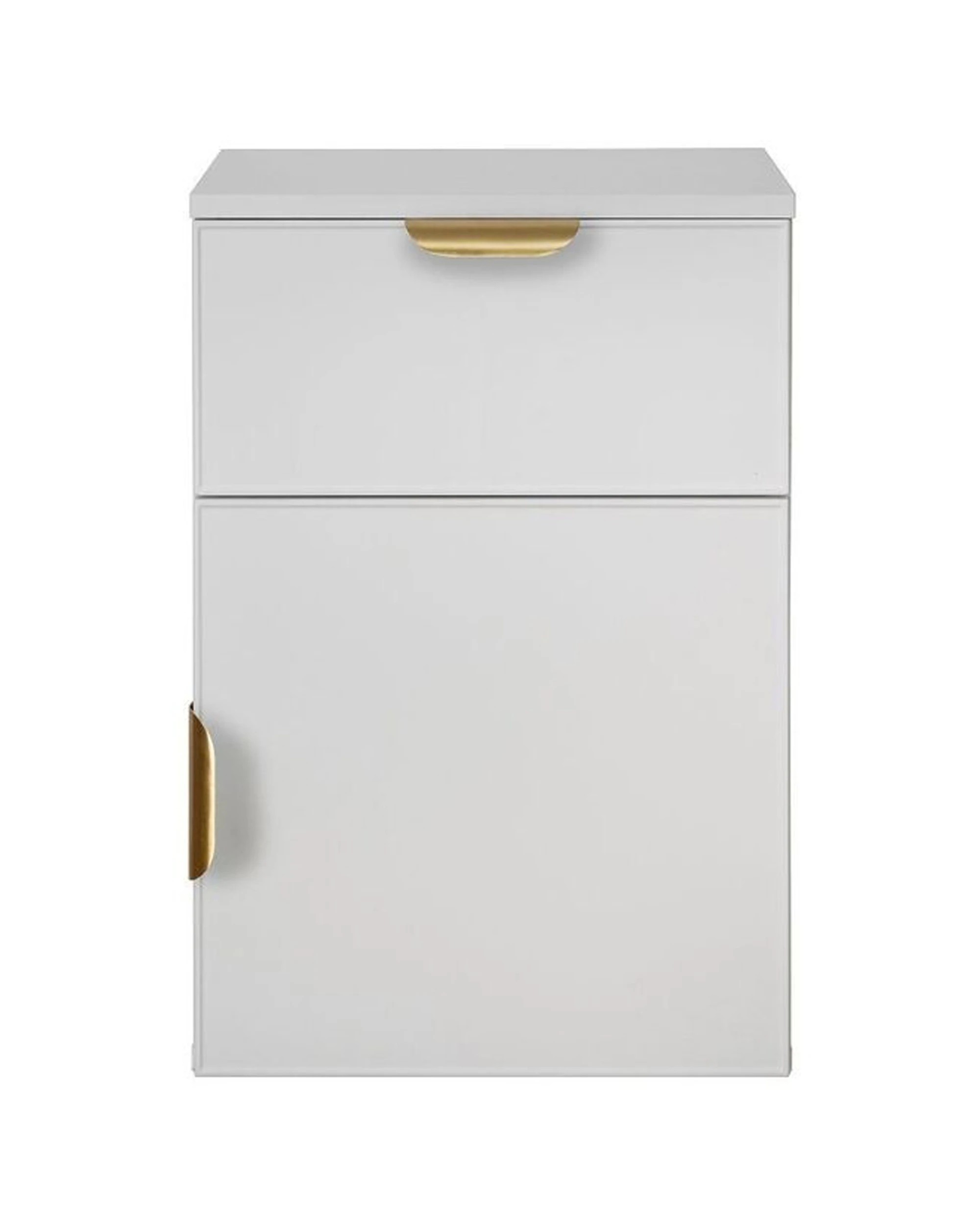 1 European Cabinetry Porto Bedside Table Slim Front Brass Pull Handle - White, 1 of 4