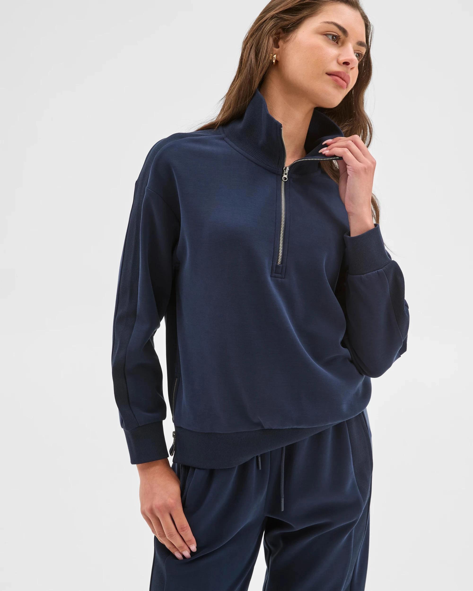 3 Target Petites Petites Active Studio Lounge Half Zip Knit Jumper INK NAVY, 3 of 5