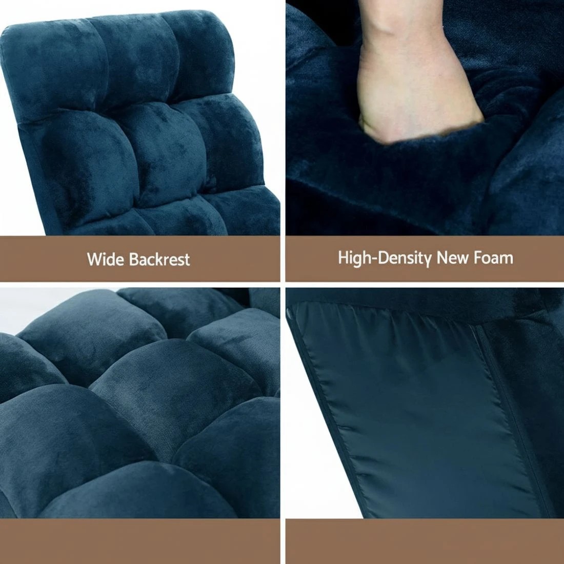 6 Artiss Floor Lounge Sofa Bed Flannel Fabric - Blue, 6 of 6