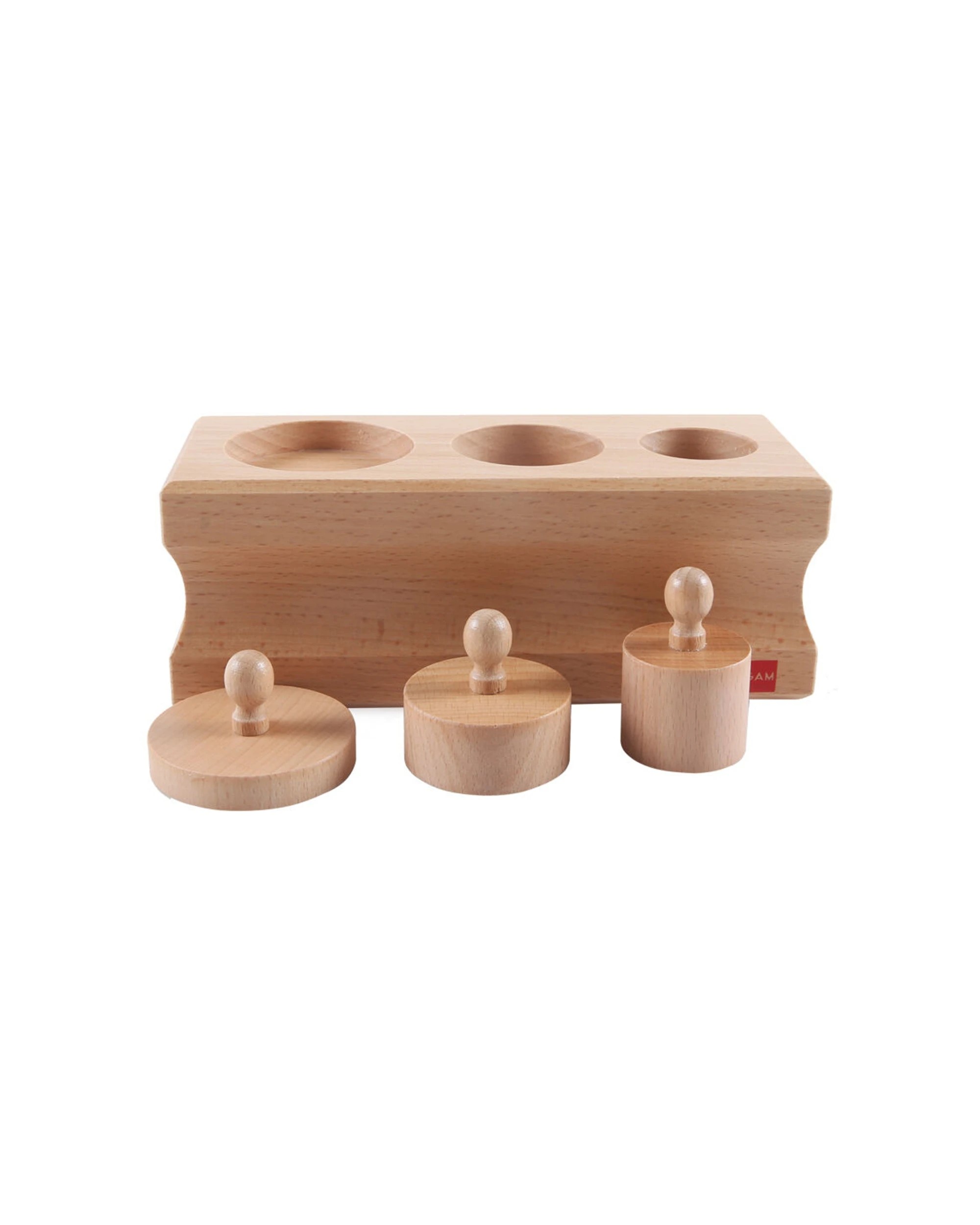 1 Gam Montessori Cylinder Block Educational Toy Wooden Stacking Toy 3 Years - Brown, 1 of 3
