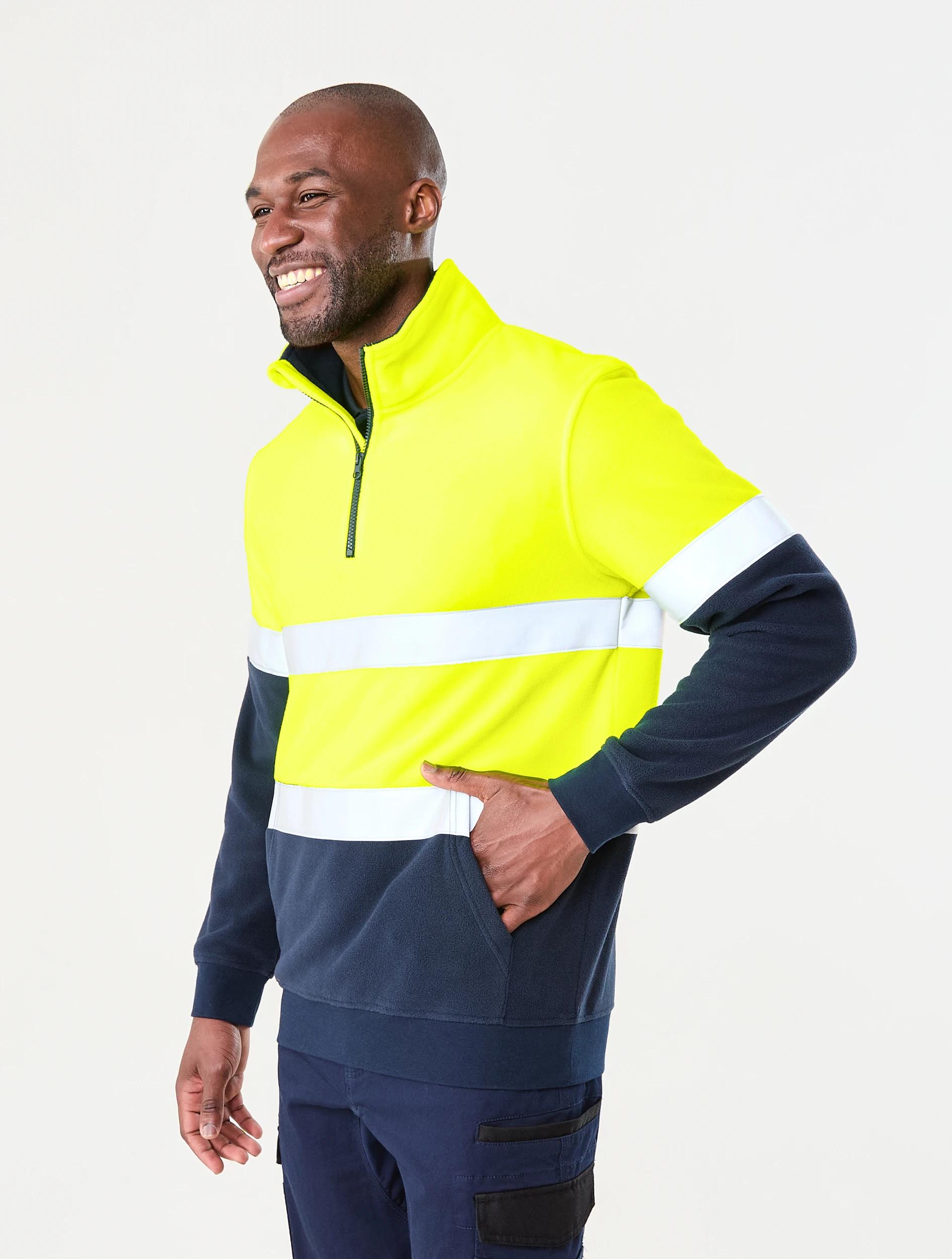 2 Workwear Hi-Vis 1/4 Zip Reflective Pullover Yellow, 2 of 6