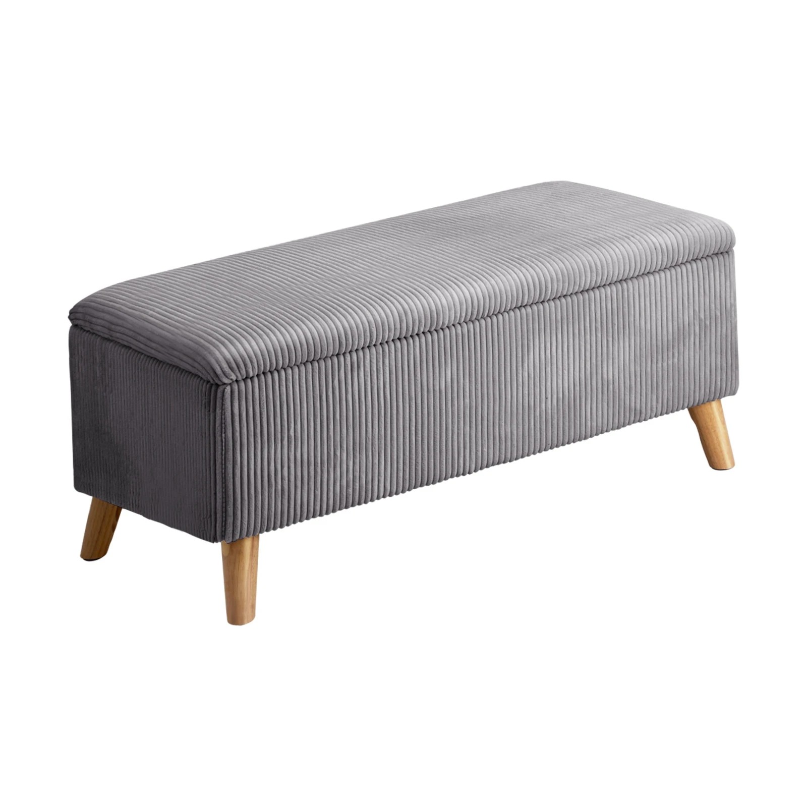 7 Oikiture Storage Ottoman Blanket Box Chest Toy Foot Stool Large Velvet
 - Grey, 7 of 10