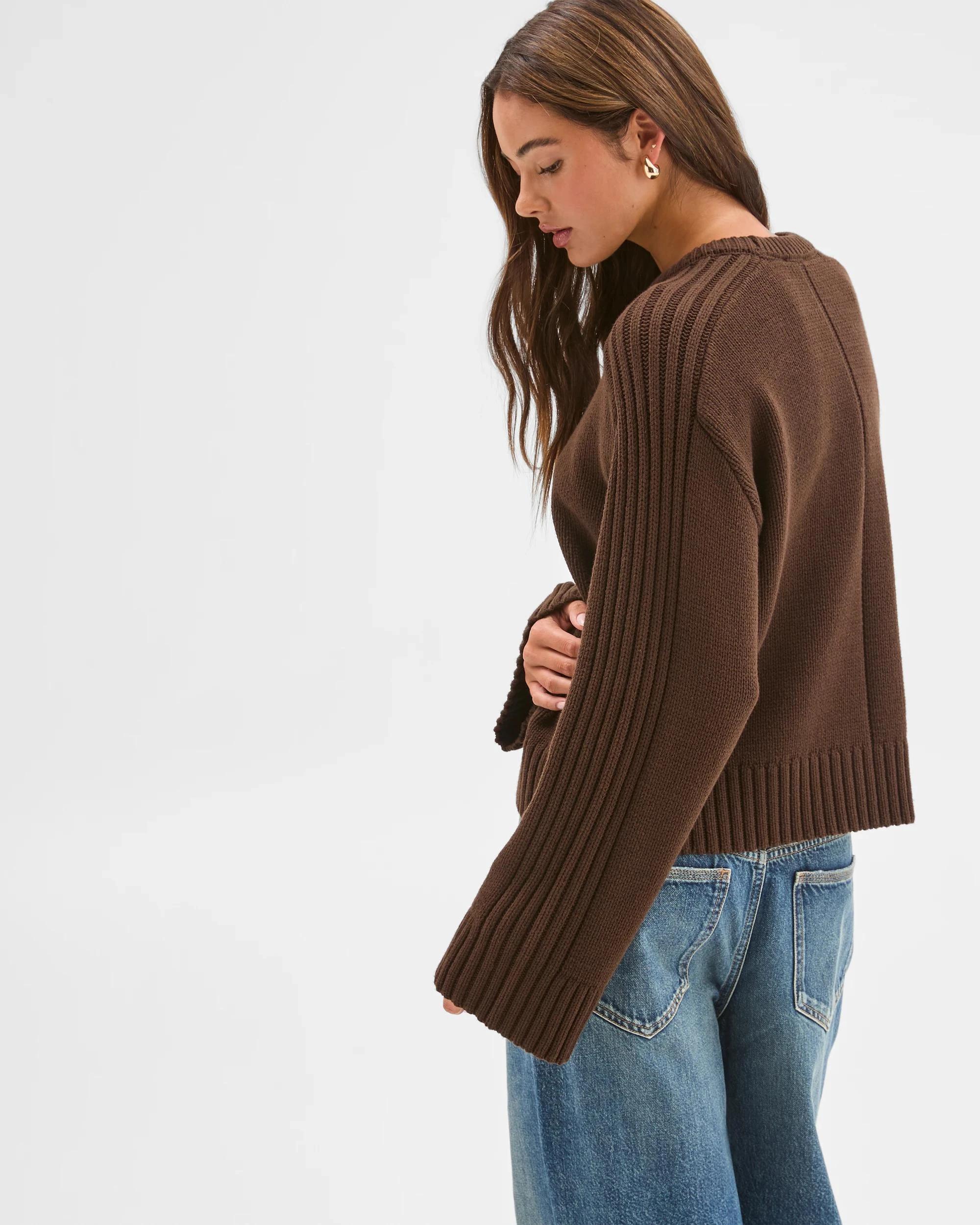 6 Lily Loves Australian Cotton Blend Crew Neck Knit Jumper DARK COCOA, 6 of 6