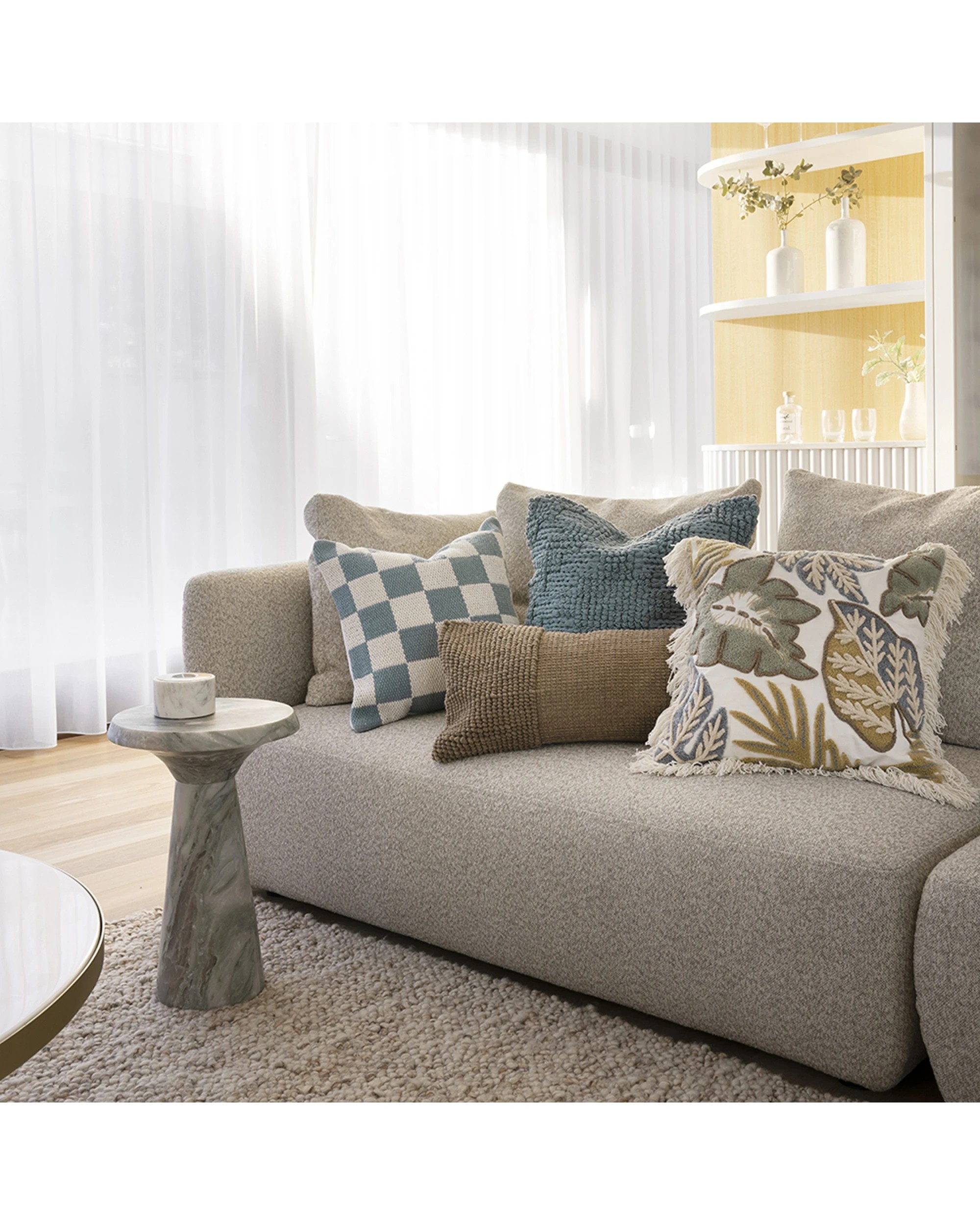 4 Bambury Decorative Rhodes Rectangle Cushion Almond Cotton Woven - Beige, 4 of 5